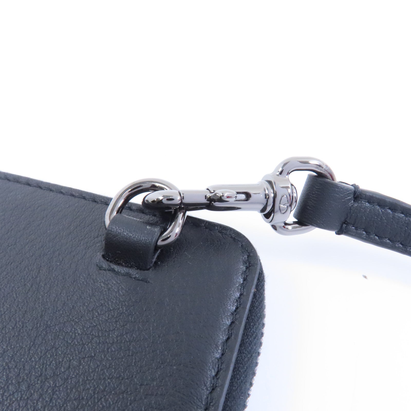 Valentino 【激減優惠】牛皮皮革Neck Wallet銀扣零錢包黑色