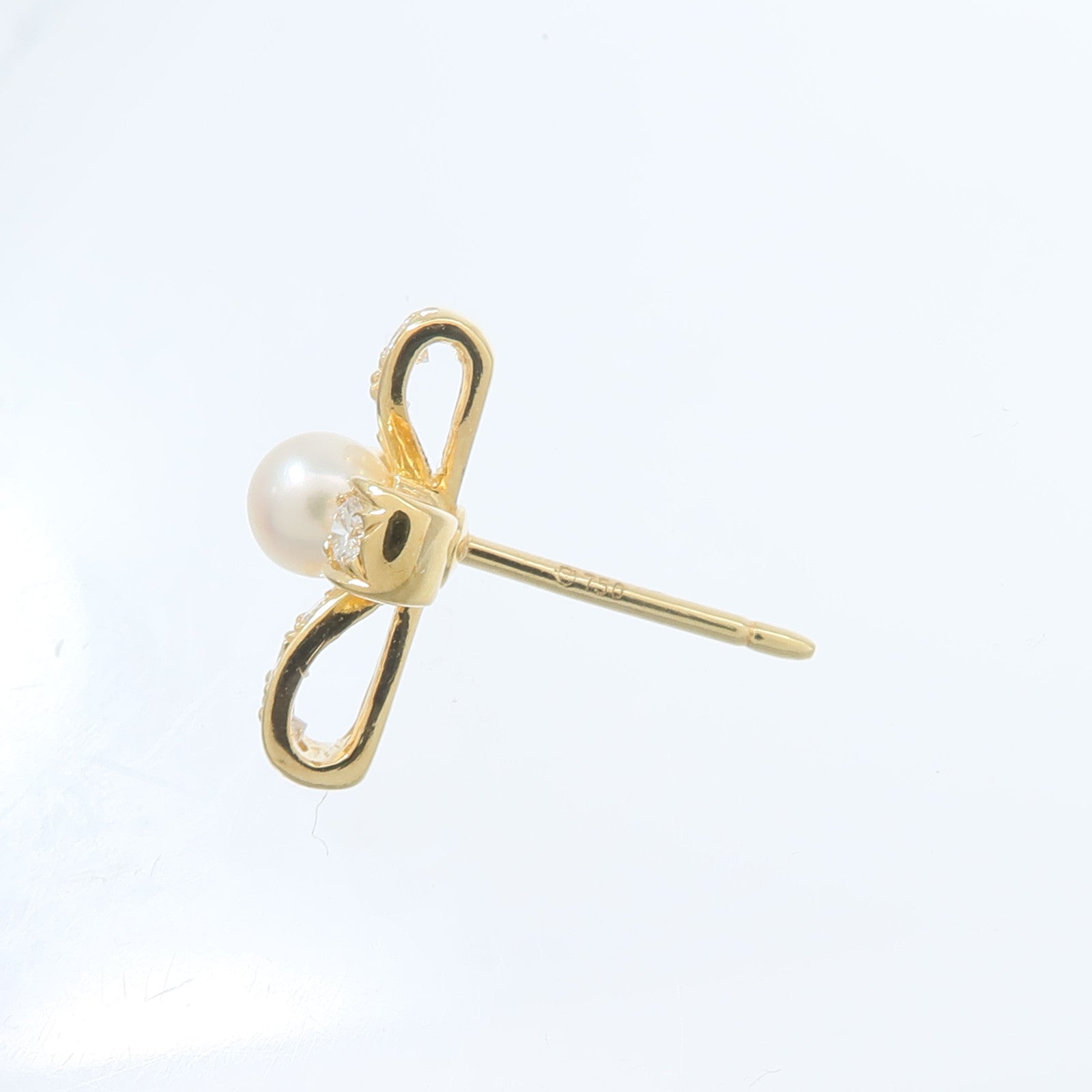 MIKIMOTO 18K黃金Diamond Pearl Earrings珍珠/鑽石耳環