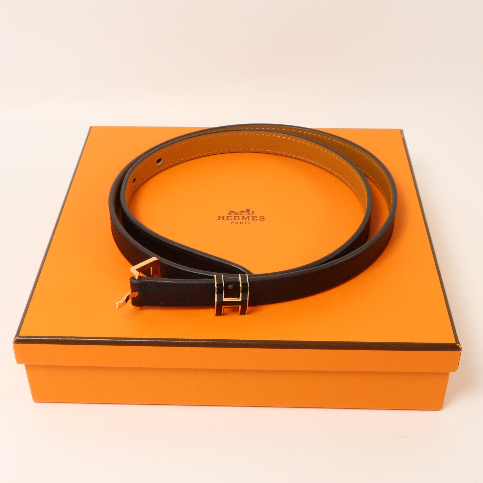 HERMES Epsom皮革Pop H Belt皮帶Noir