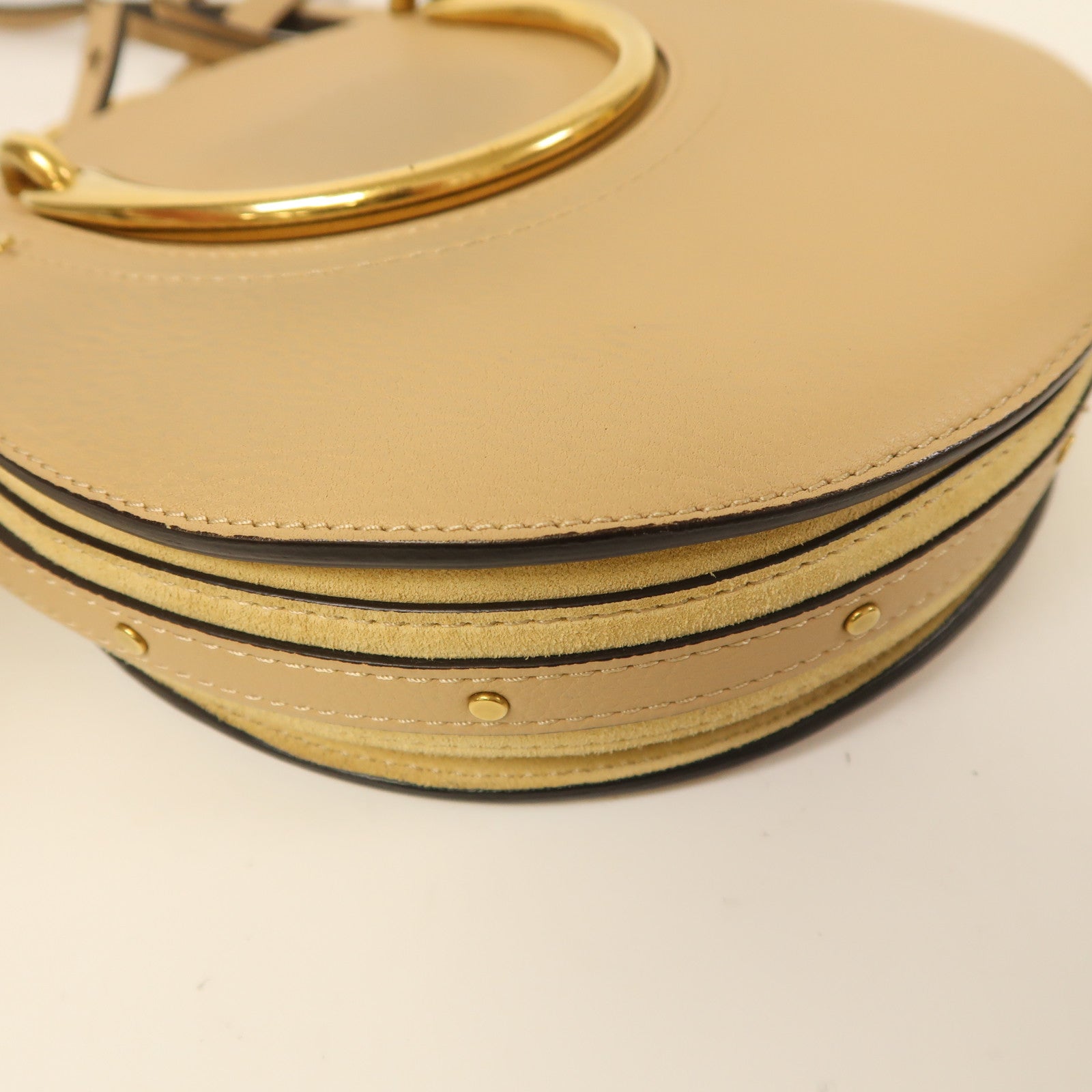 Chloe 絨面皮革2 Way Shoulder金扣手挽肩背兩用袋啡色/米色