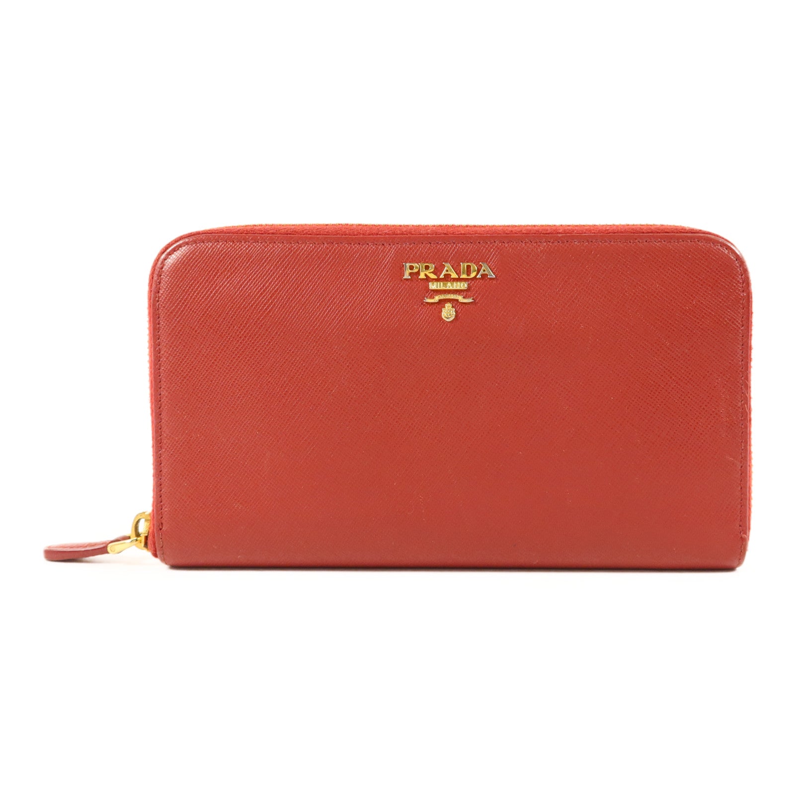 PRADA Saffiano皮革Long Round Wallet金扣長錢包