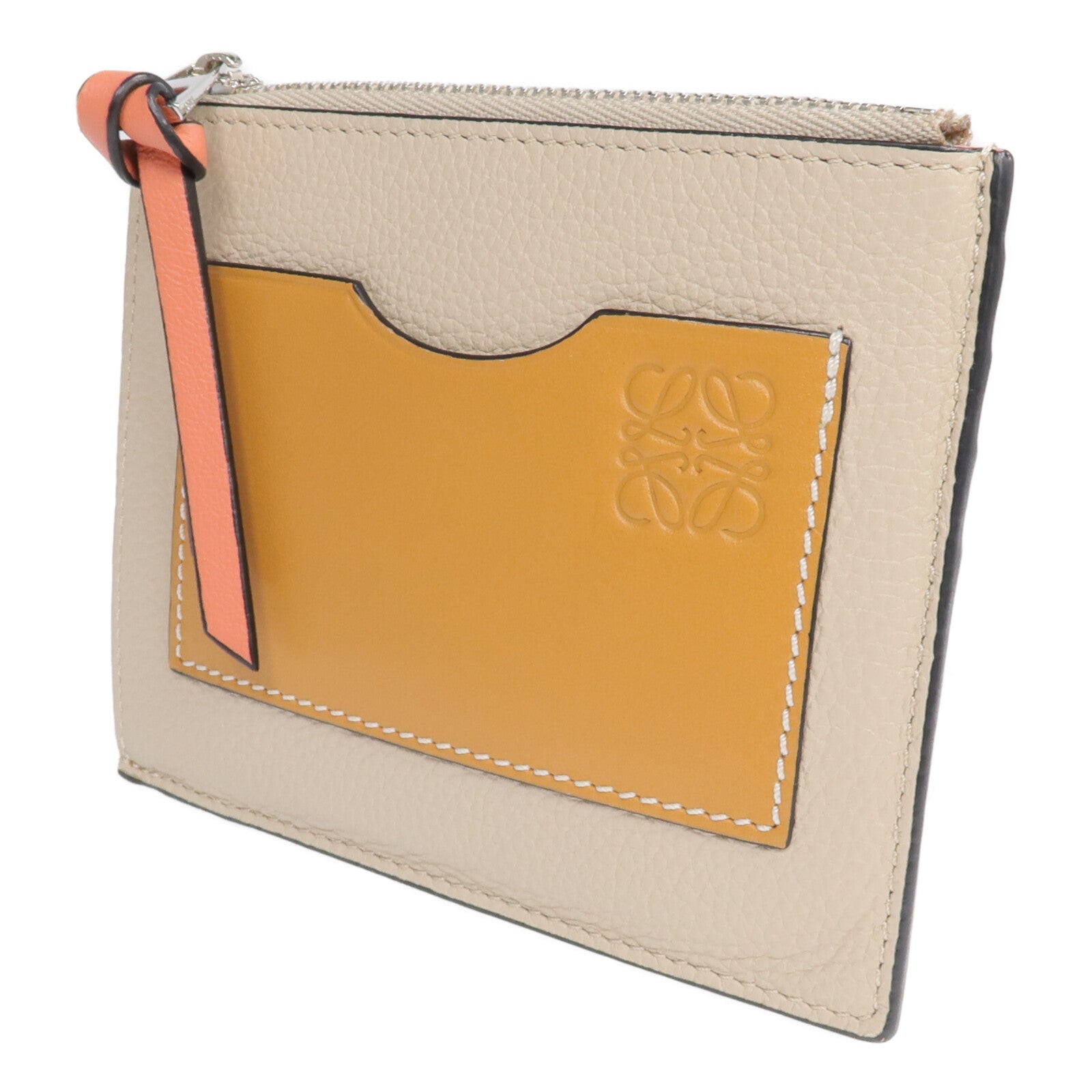 LOEWE 牛皮皮革Card Case銀扣卡片套