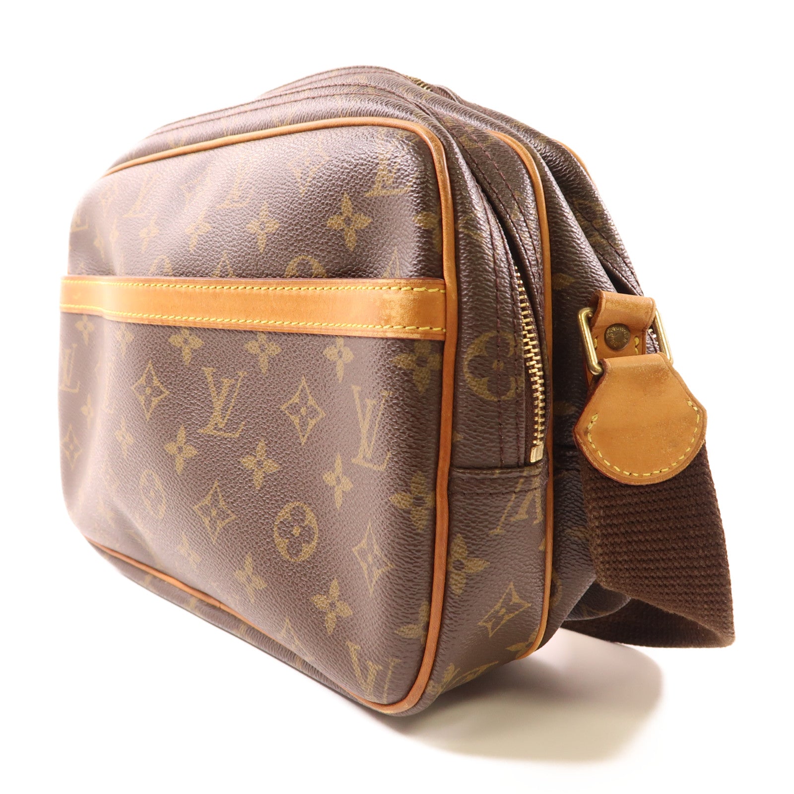 LOUIS VUITTON 【激減優惠】Monogram Reporter PM金扣肩背袋棕色