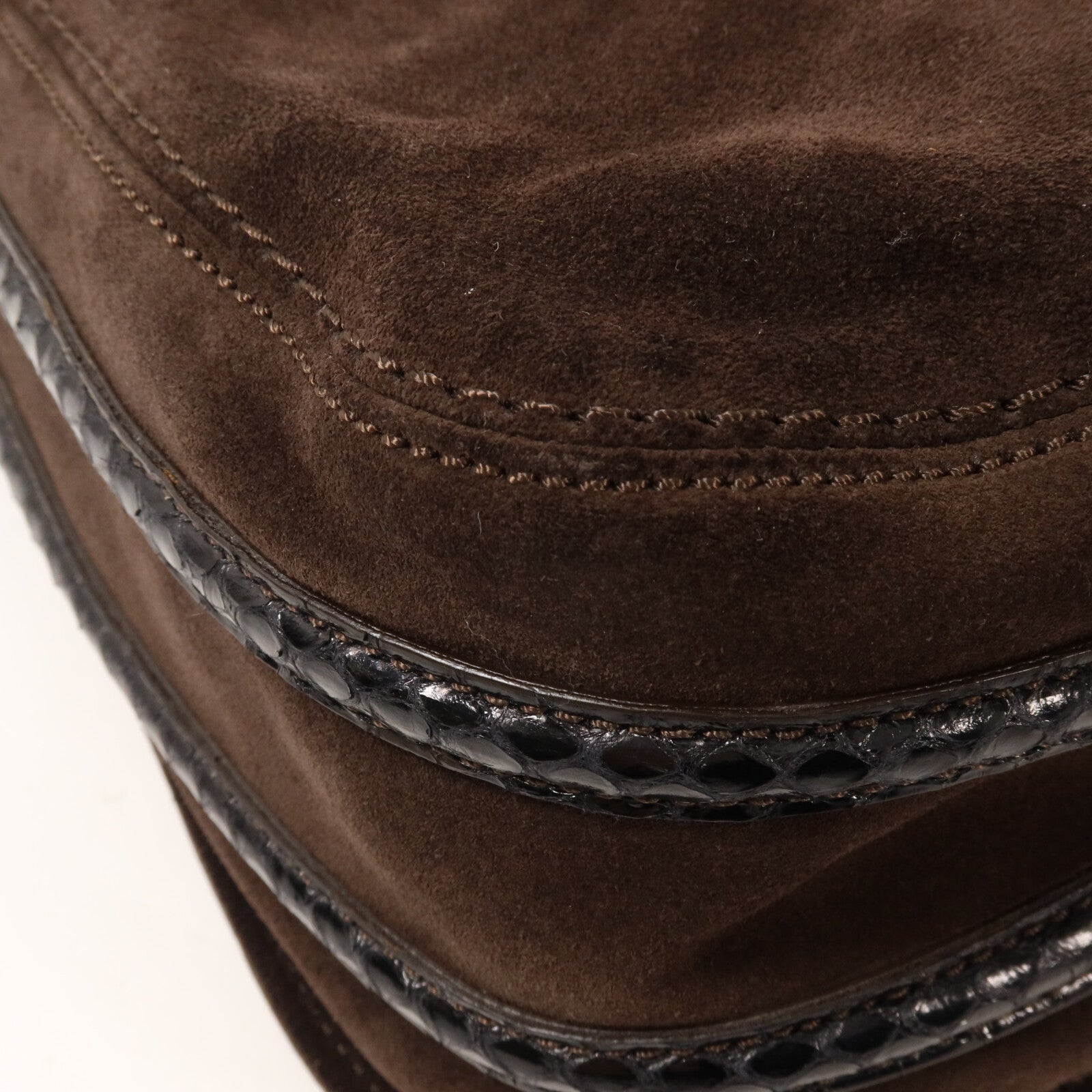 CARTIER 麂皮皮革/蛇皮皮革Marcello Saddle Bag手挽肩背兩用袋