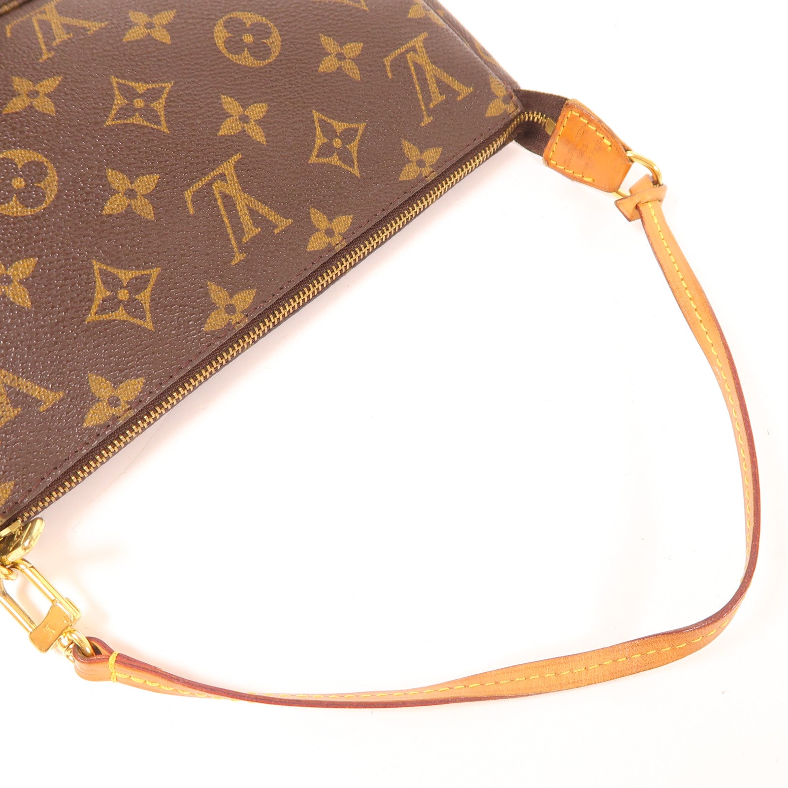 LOUIS VUITTON Monogram Pochette Accessoires金扣手拿包棕色