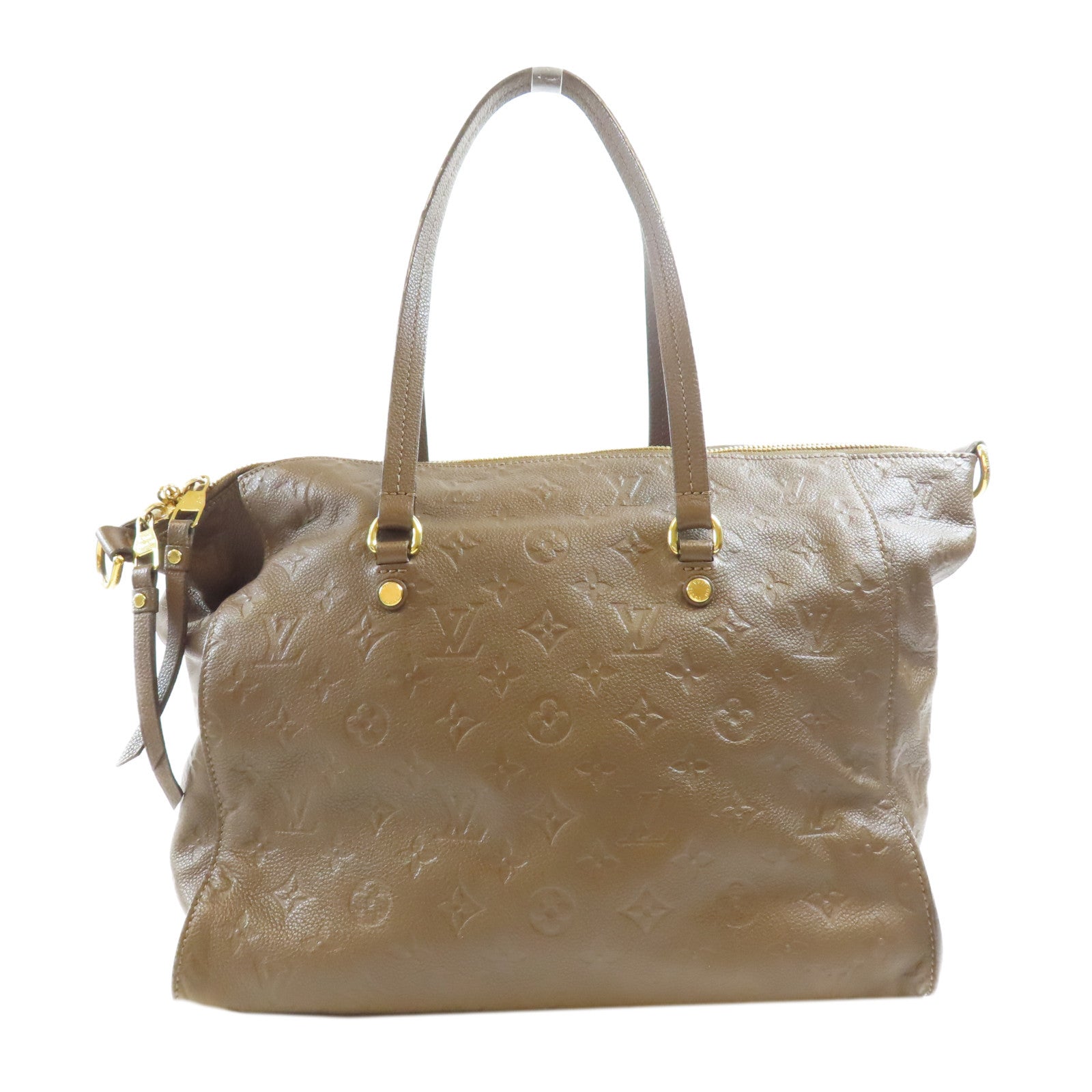 LOUIS VUITTON Monogram Empreinte Lumineuse PM金扣手挽肩背兩用袋棕色