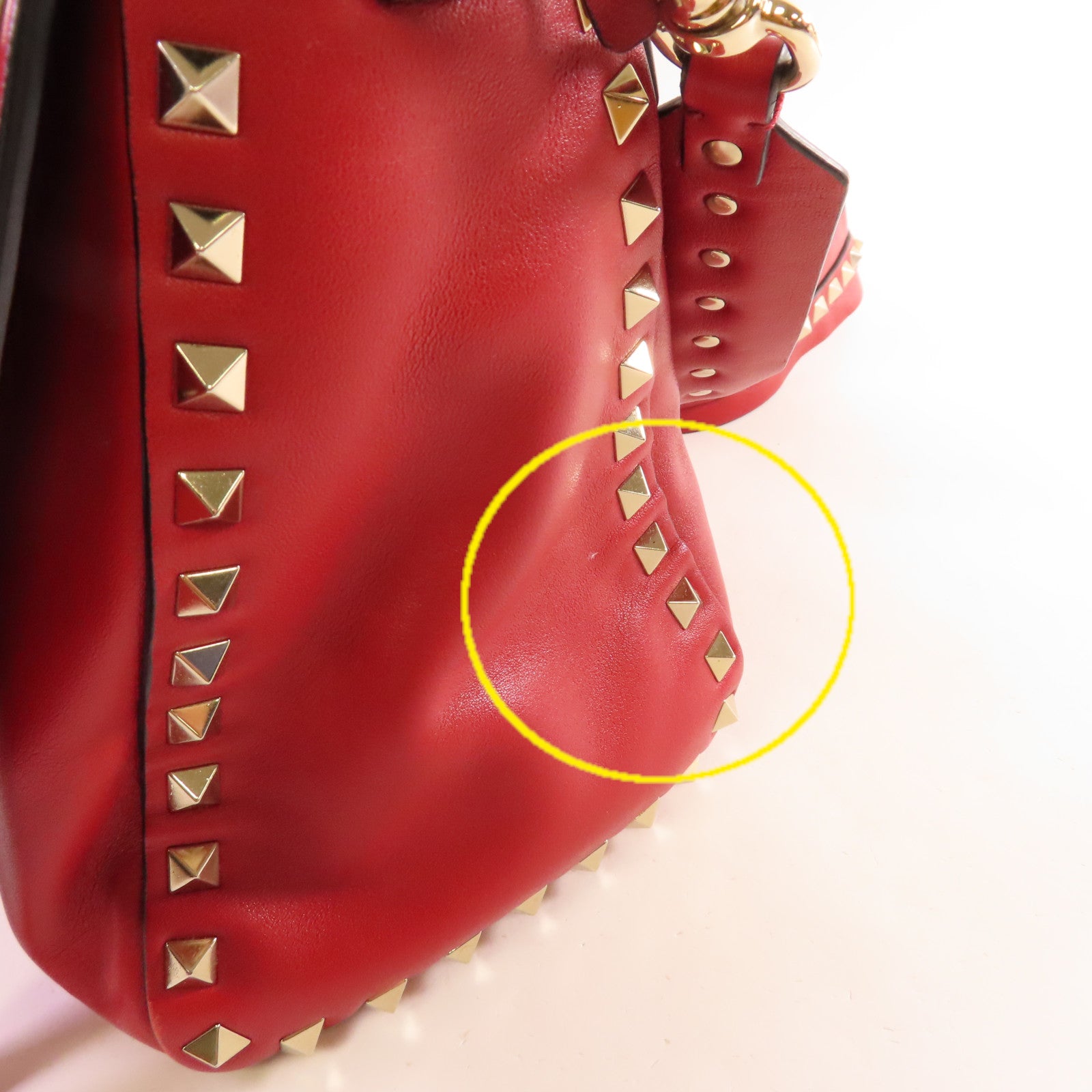 Valentino 牛皮皮革Rockstud 2Way Shoulder Bag金扣手挽肩背兩用袋紅色
