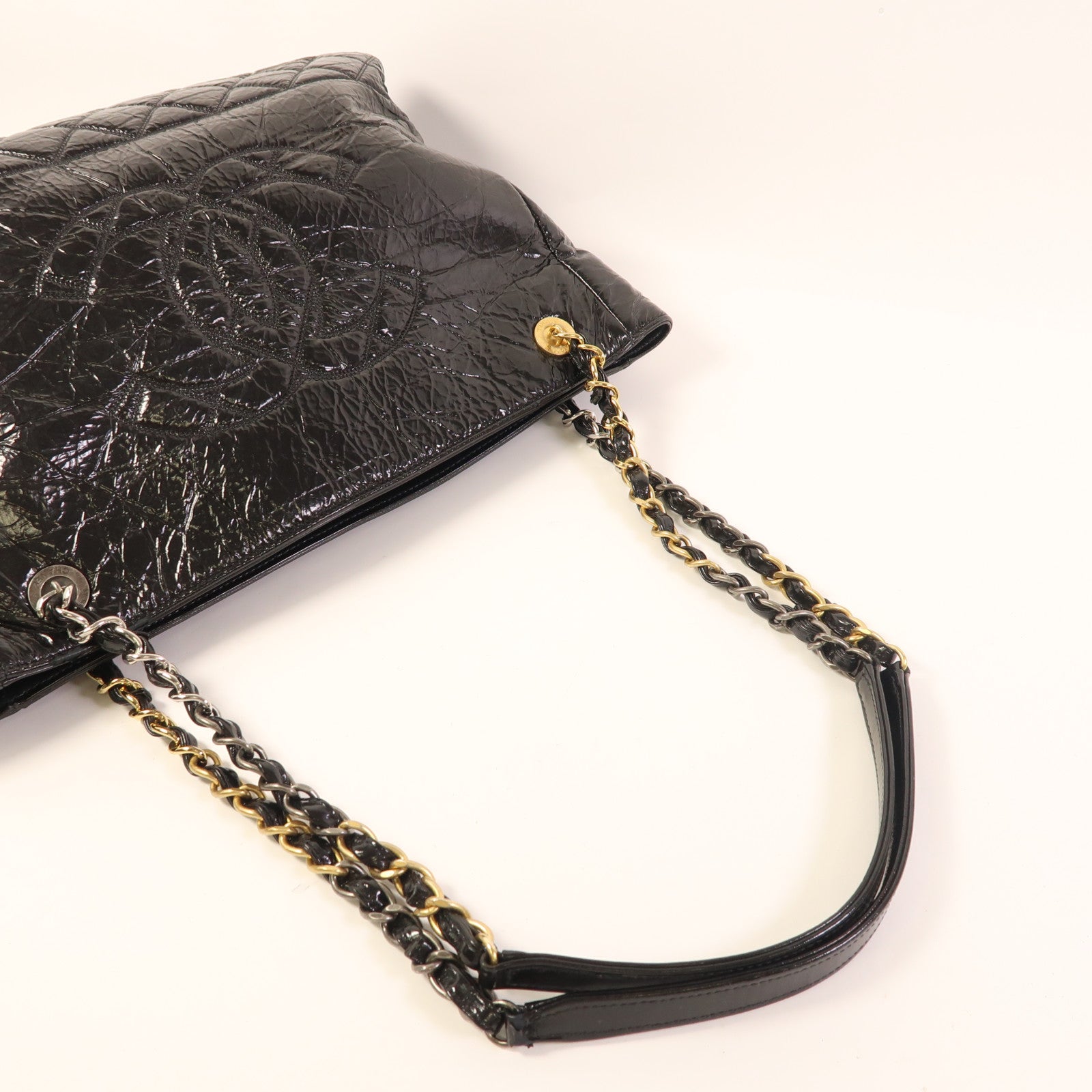 CHANEL 漆皮皮革Coco Mark Chain Tote Bag鏈帶肩背袋