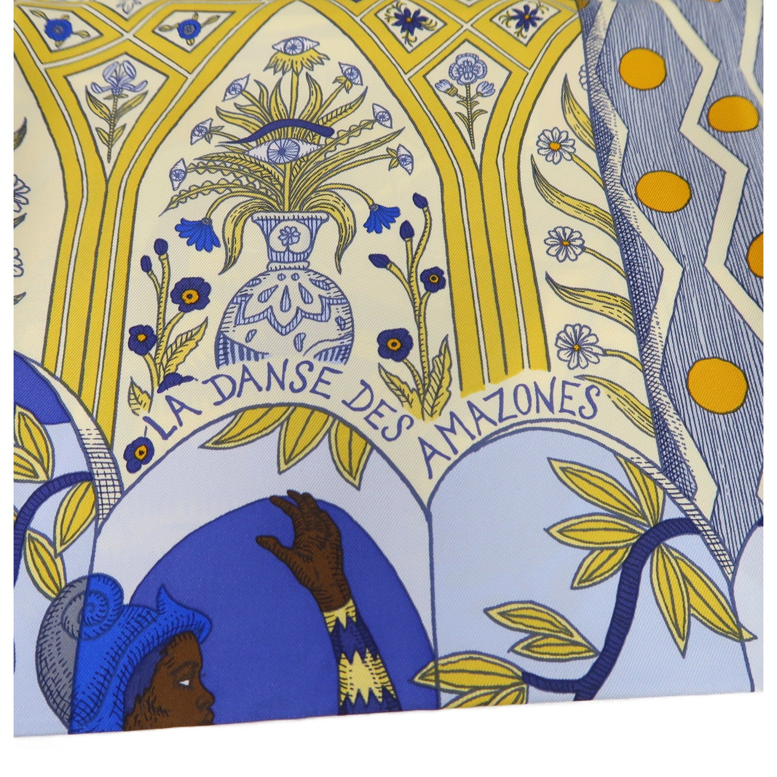 HERMES 絲質Scarf圍巾藍色/米色