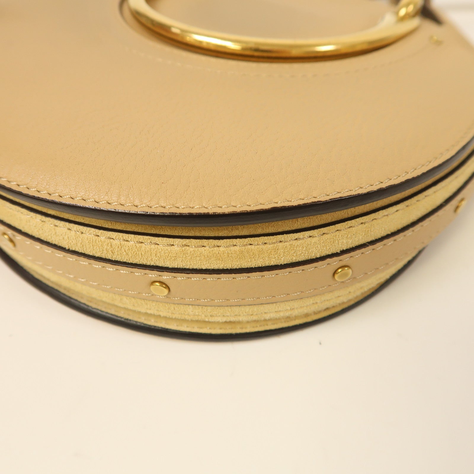 Chloe 絨面皮革2 Way Shoulder金扣手挽肩背兩用袋啡色/米色