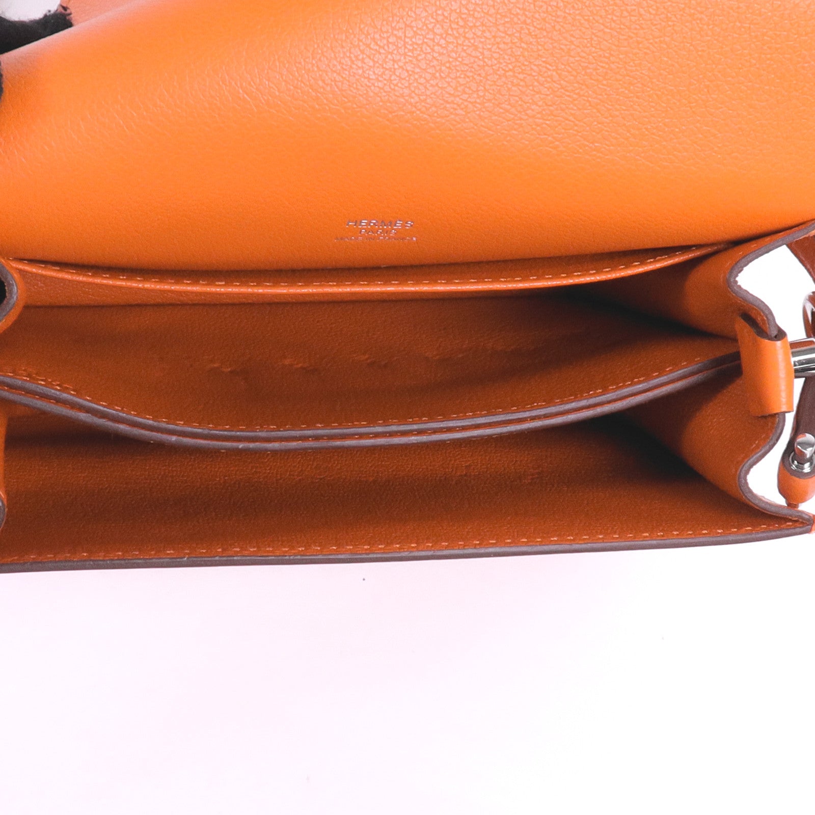 HERMES EverColour皮革Roulis Mini銀扣肩背袋Feu