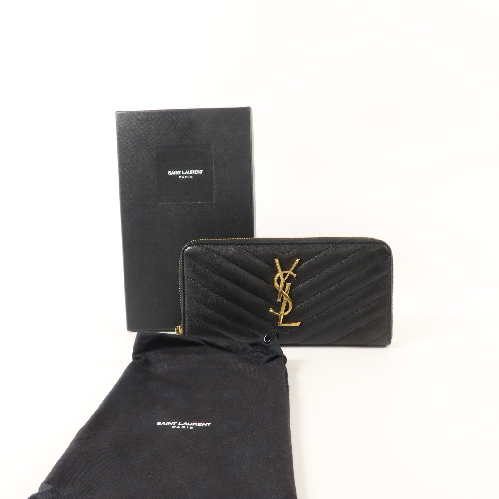 YVES SAINT LAURENT 牛皮皮革Cassandre Matelasse Long Wallet金扣長錢包