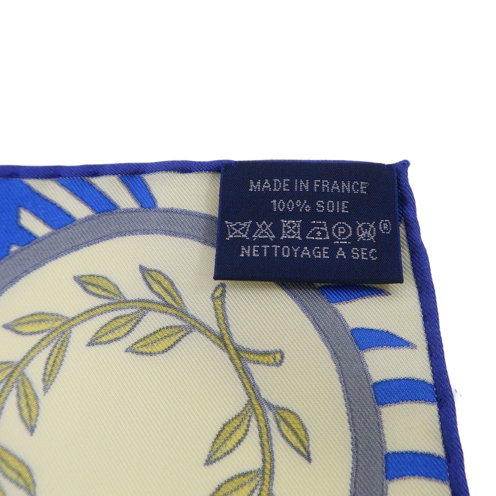 HERMES 絲質Scarf圍巾藍色/米色