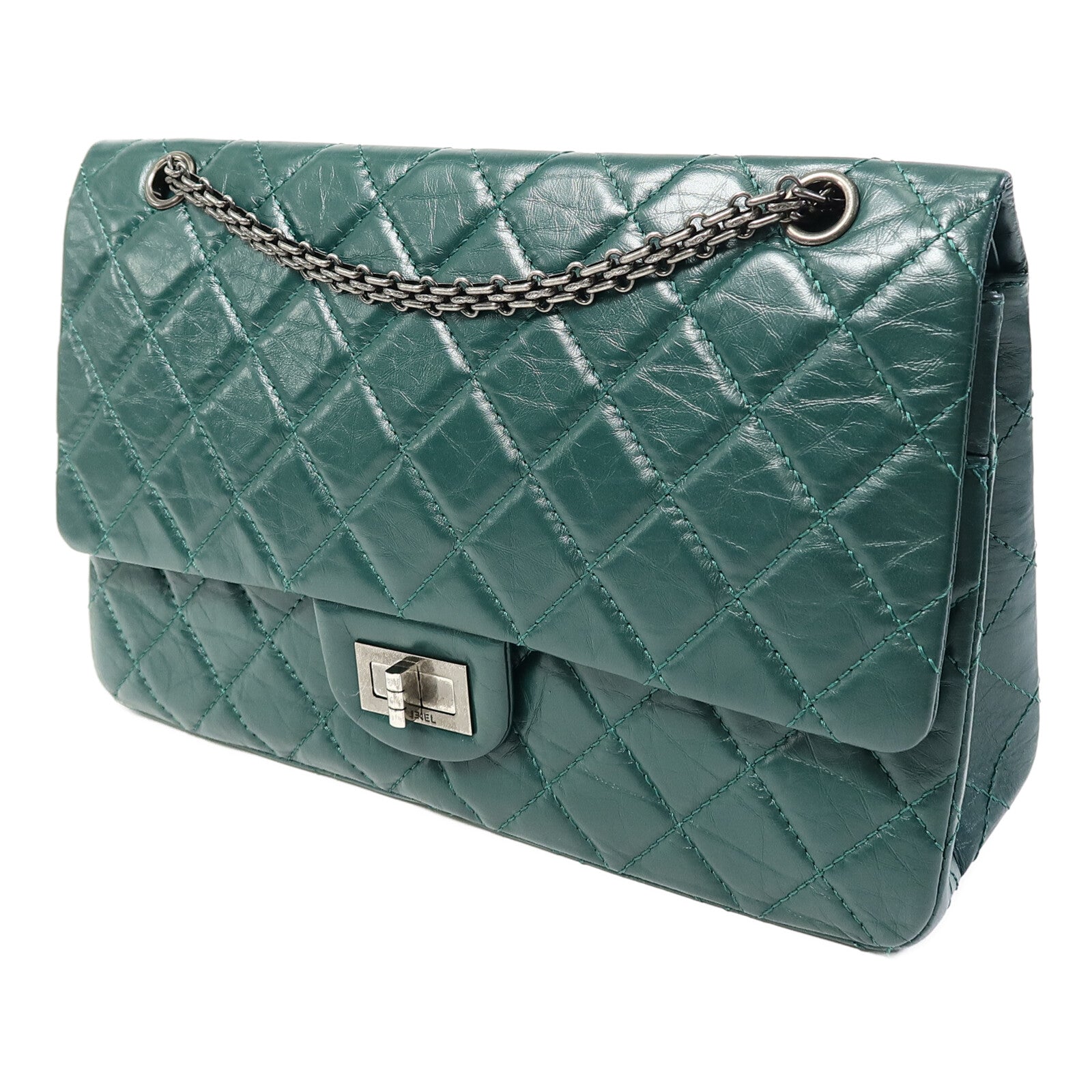 CHANEL 牛皮皮革2.55 Jumbo 鏈帶肩背袋