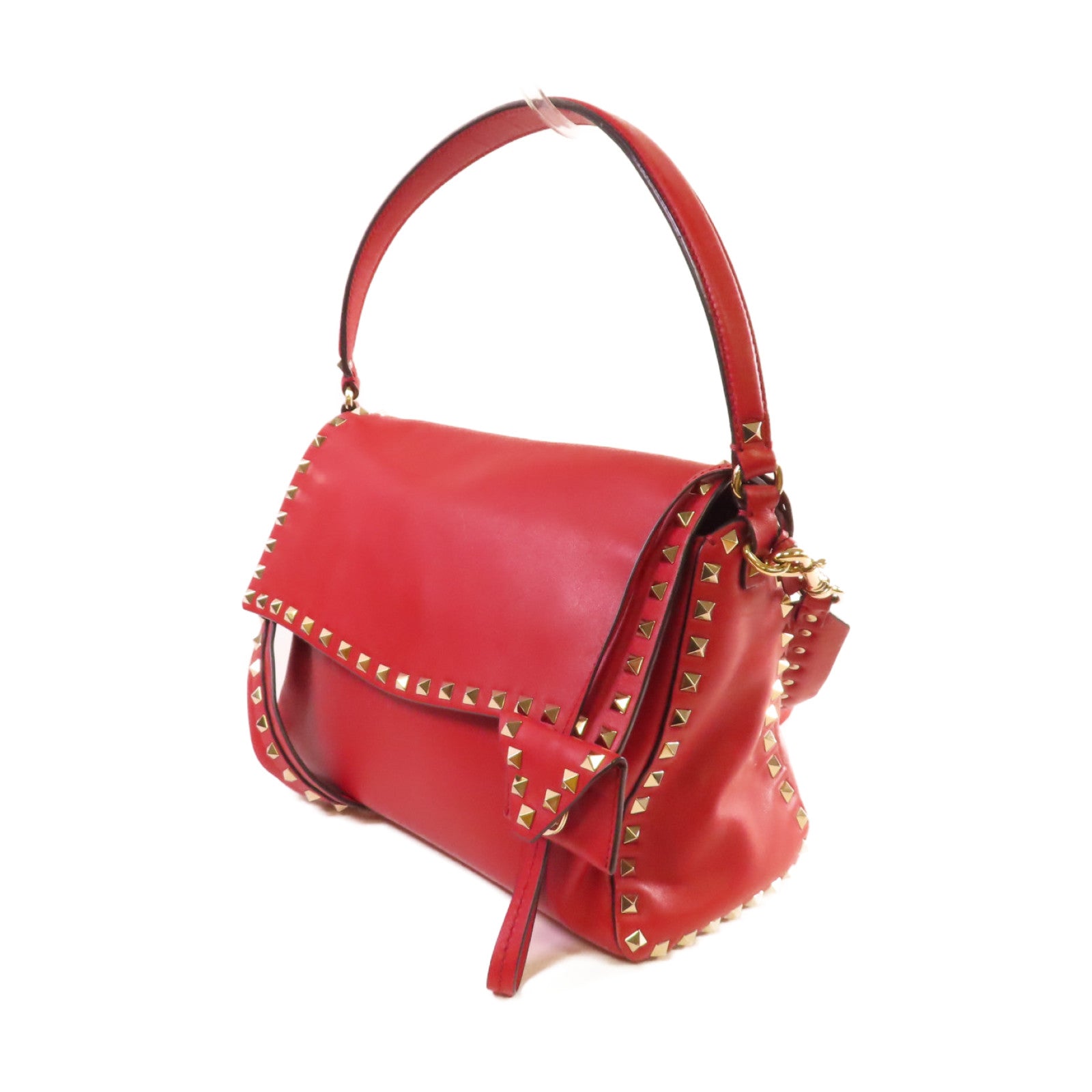 Valentino 牛皮皮革Rockstud 2Way Shoulder Bag金扣手挽肩背兩用袋紅色