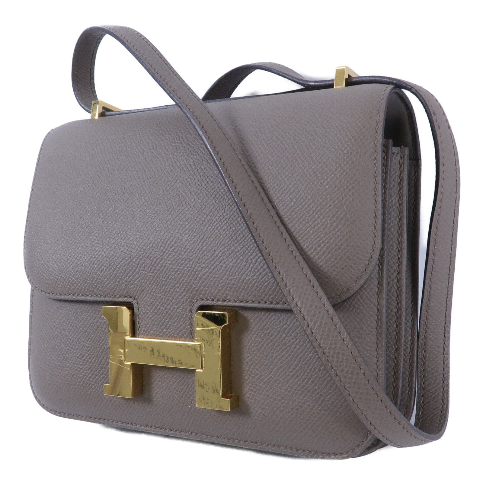 HERMES Epsom皮革Constance Mini肩背袋Etain
