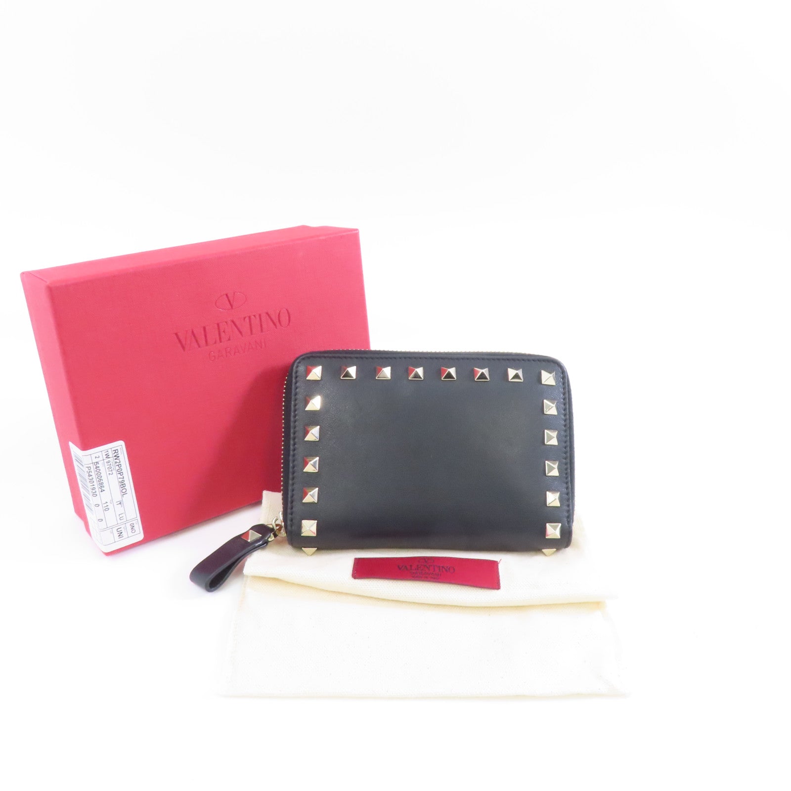 Valentino 【激減優惠】牛皮皮革Zipper Wallet金扣錢包黑色