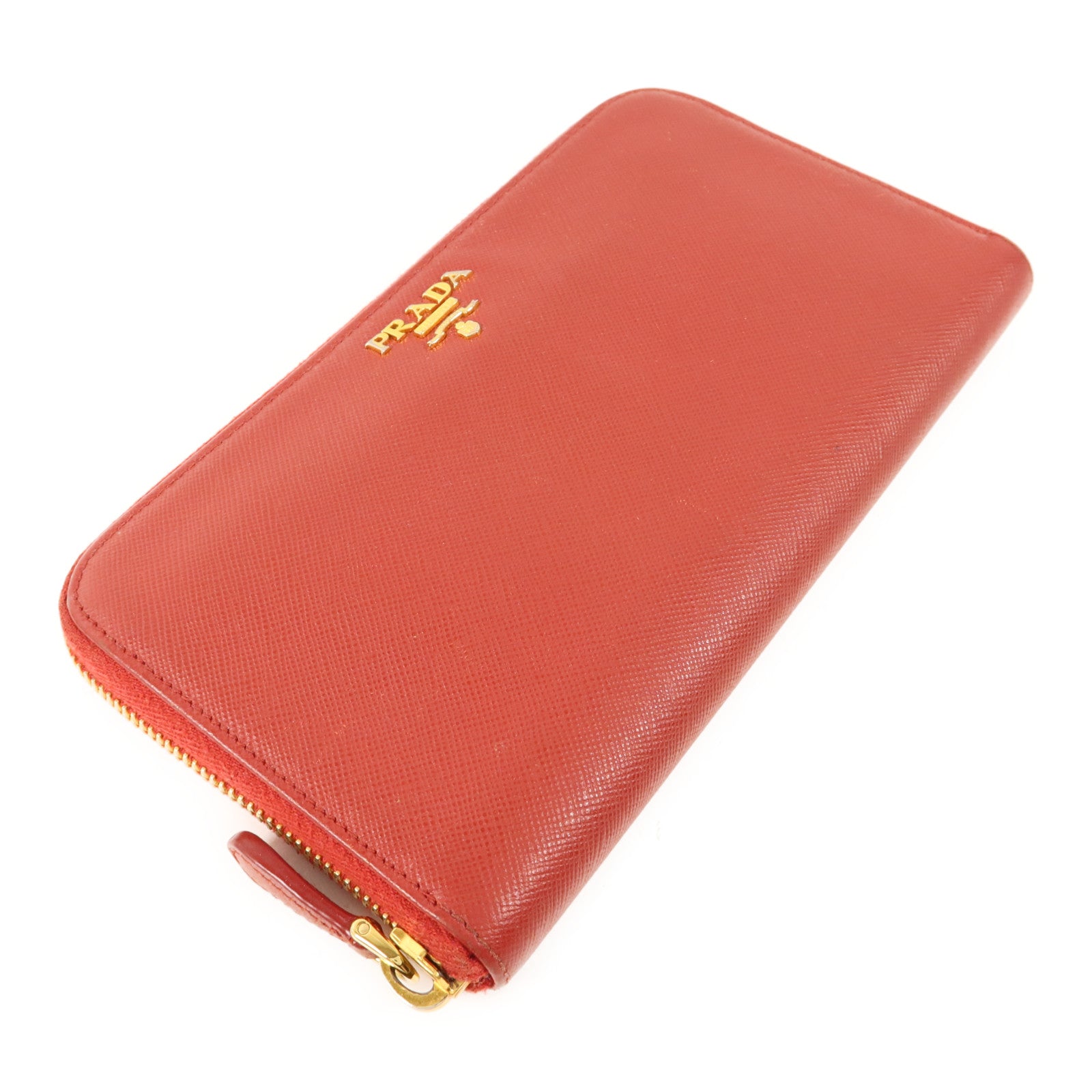 PRADA Saffiano皮革Long Round Wallet金扣長錢包