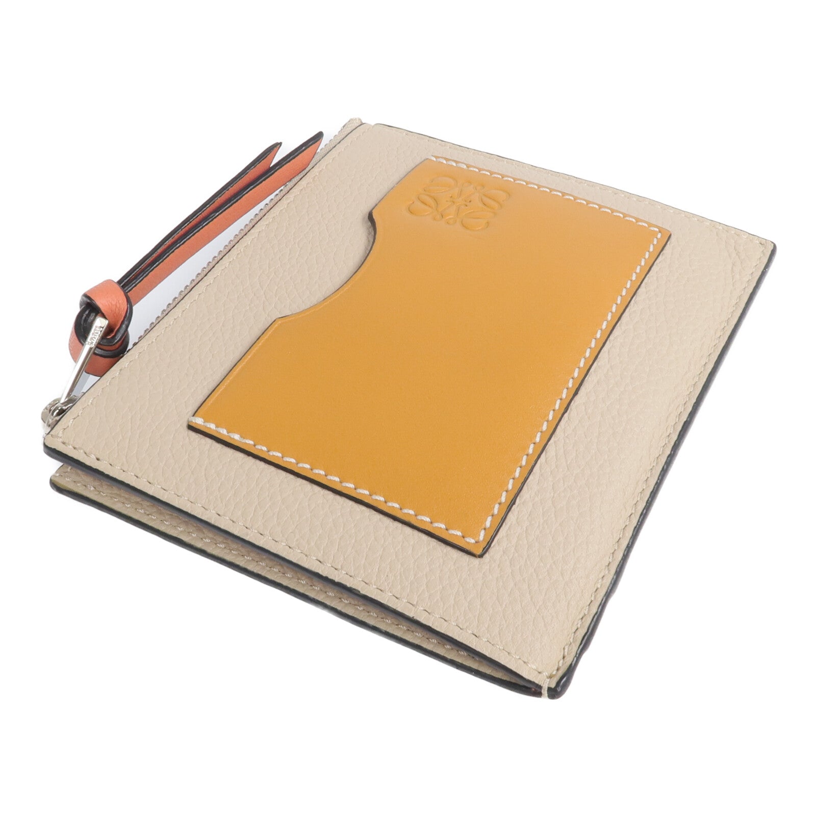 LOEWE 牛皮皮革Card Case銀扣卡片套