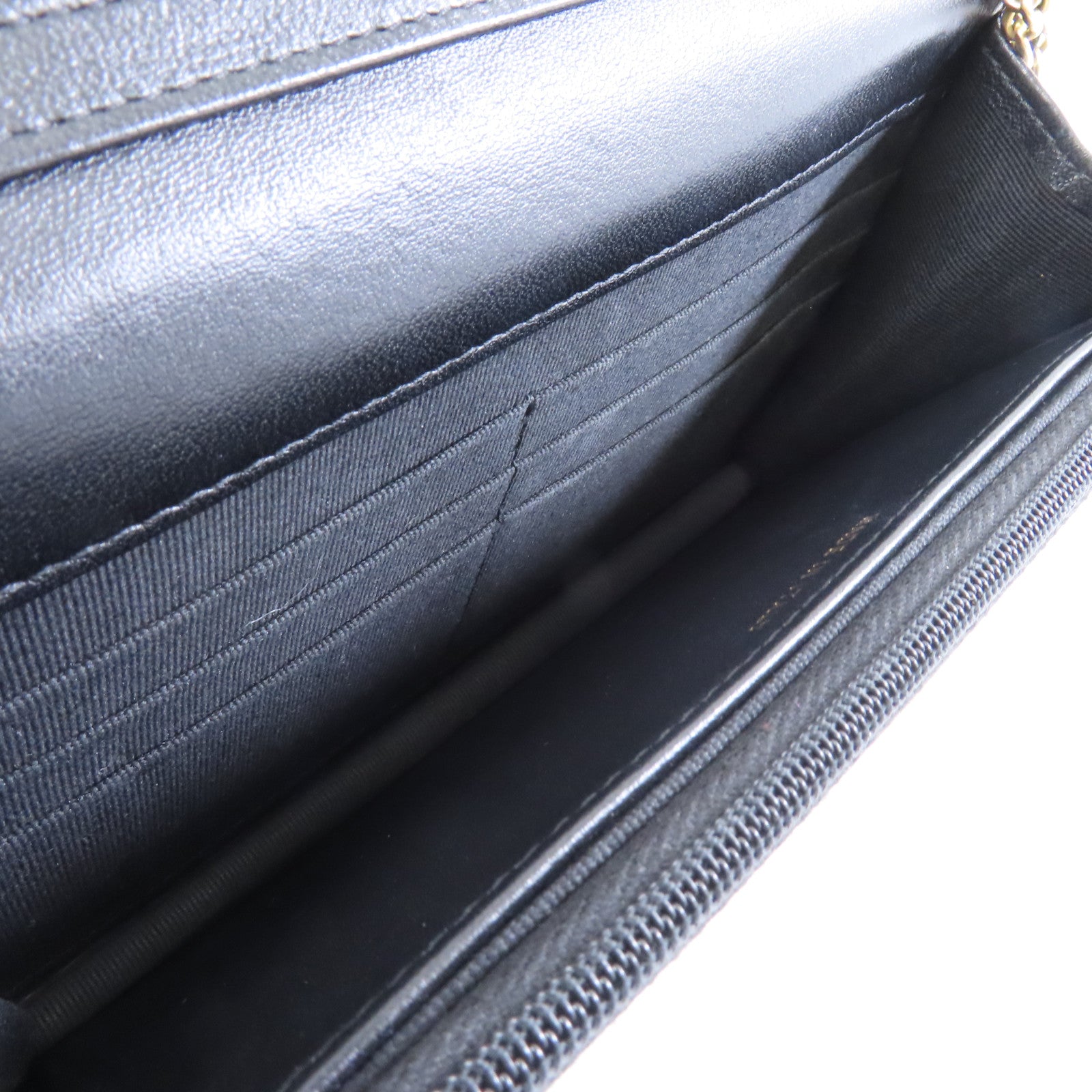 CHANEL 菱格羊皮皮革Wallet On Chain金扣鏈帶肩背袋黑色