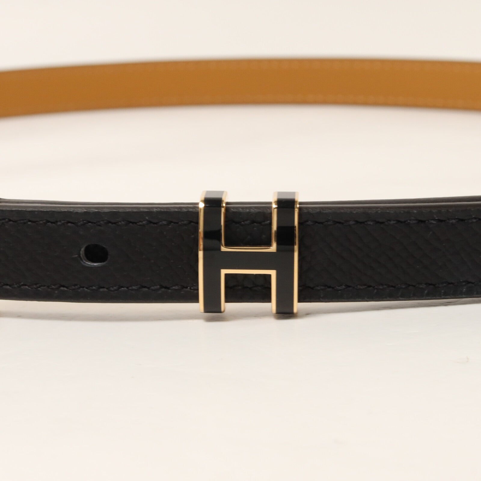 HERMES Epsom皮革Pop H Belt皮帶Noir