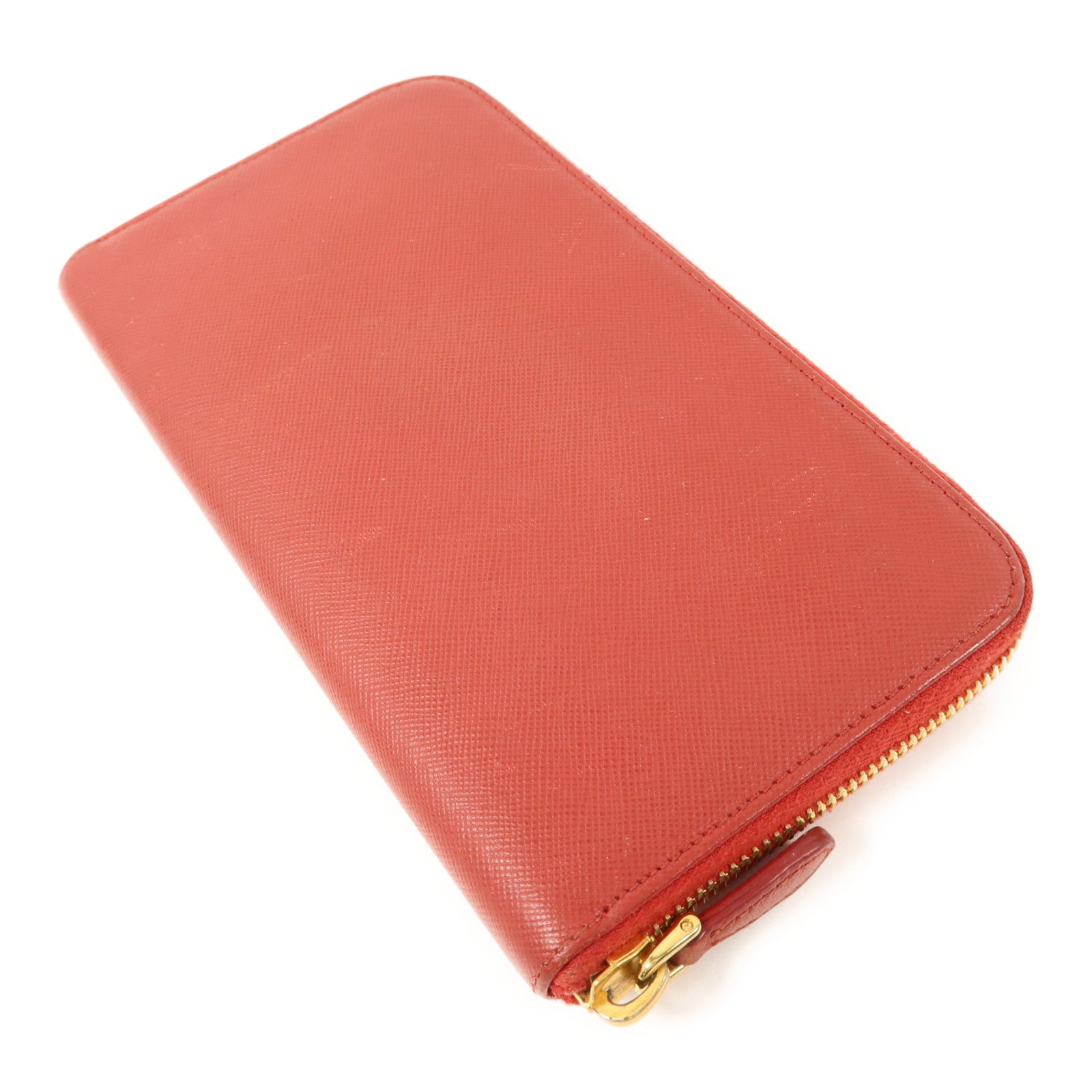 PRADA Saffiano皮革Long Round Wallet金扣長錢包