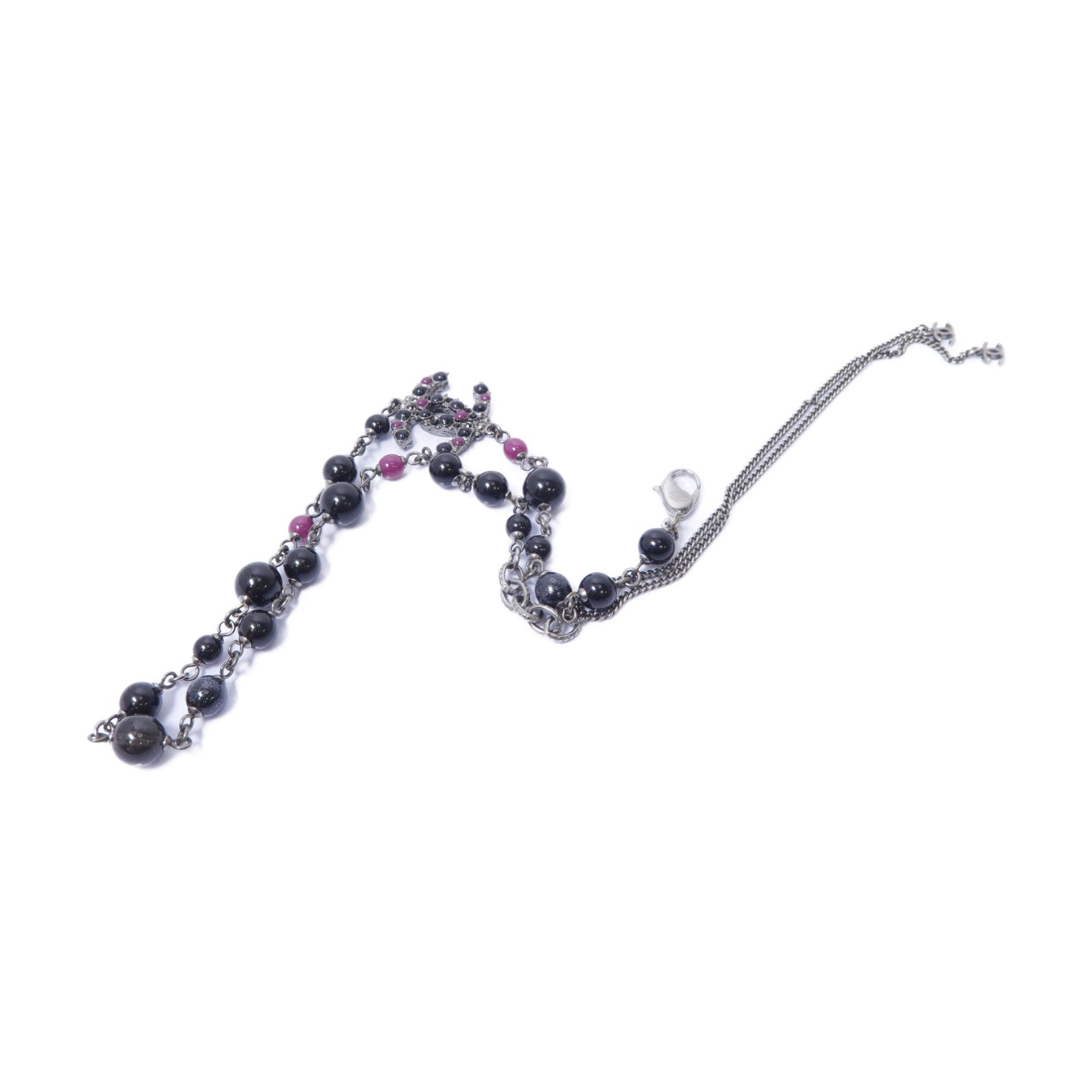 CHANEL PVC Necklace銀扣項鍊紫色/黑色