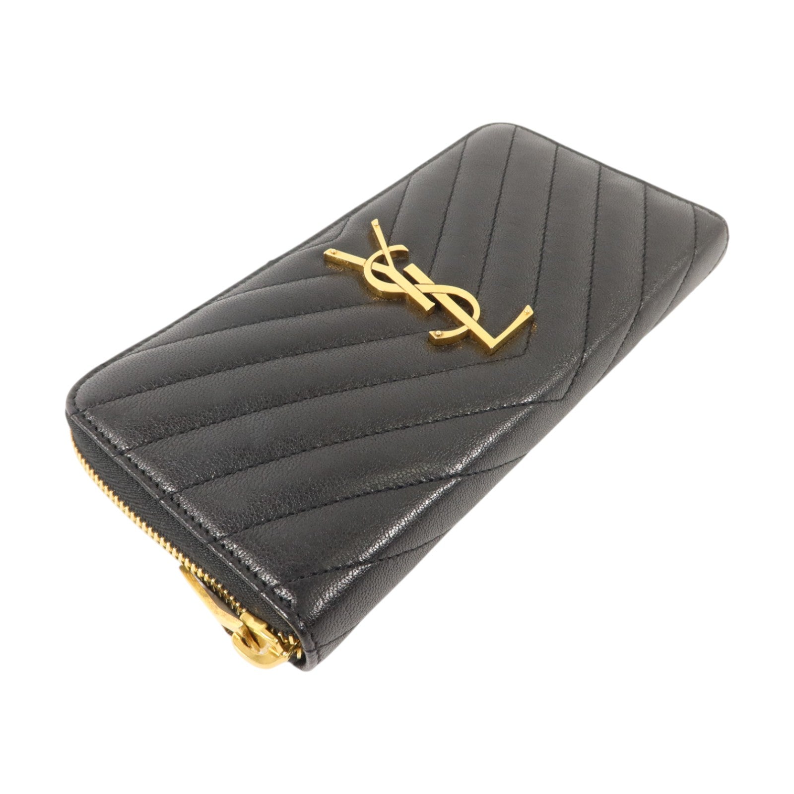 YVES SAINT LAURENT 牛皮皮革Cassandre Matelasse Long Wallet金扣長錢包