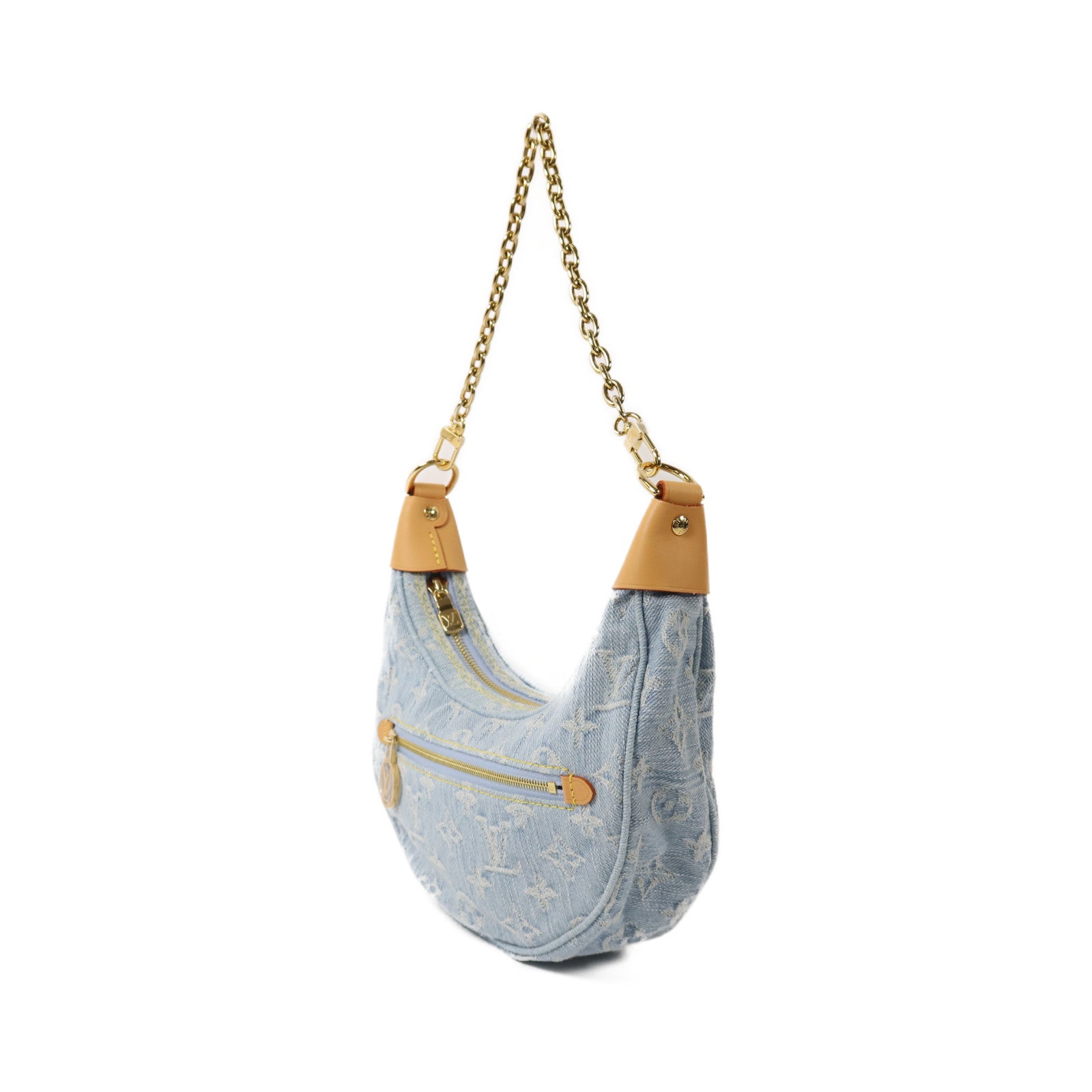 LOUIS VUITTON Monogram Denim Loop金扣鏈帶肩背袋