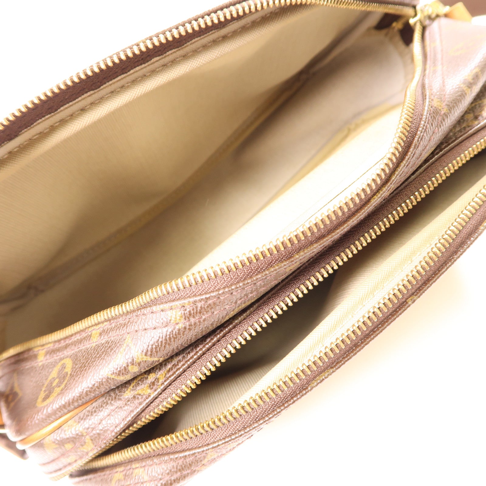 LOUIS VUITTON Monogram Reporter PM金扣肩背袋棕色