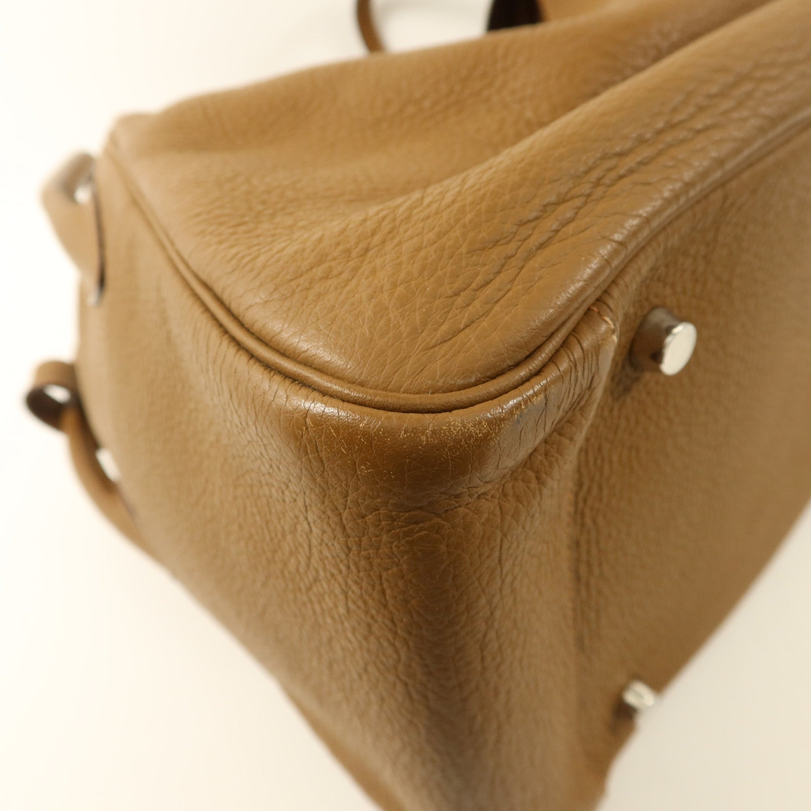 HERMES Clemence皮革Lindy 34銀扣手挽肩背兩用袋Tabac Camel