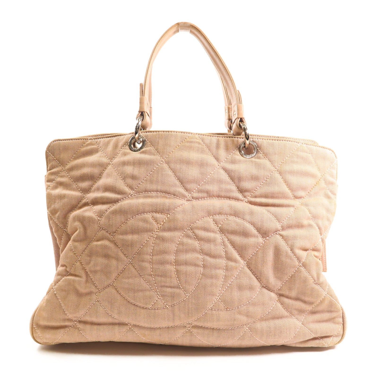 CHANEL 牛仔布銀扣手挽袋