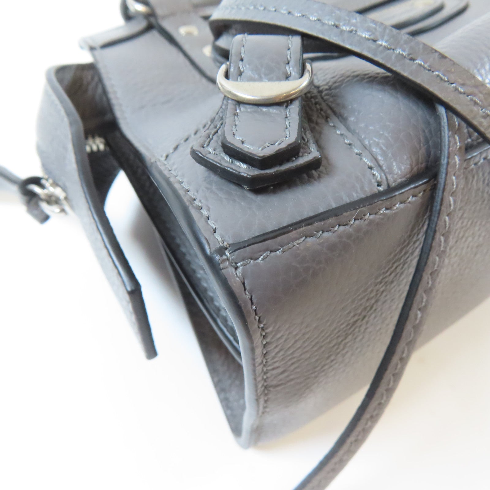 BALENCIAGA 【激減優惠】牛皮皮革Mini Neo Classic 2 Way Shoulder Bag銀扣手挽肩背兩用袋灰色