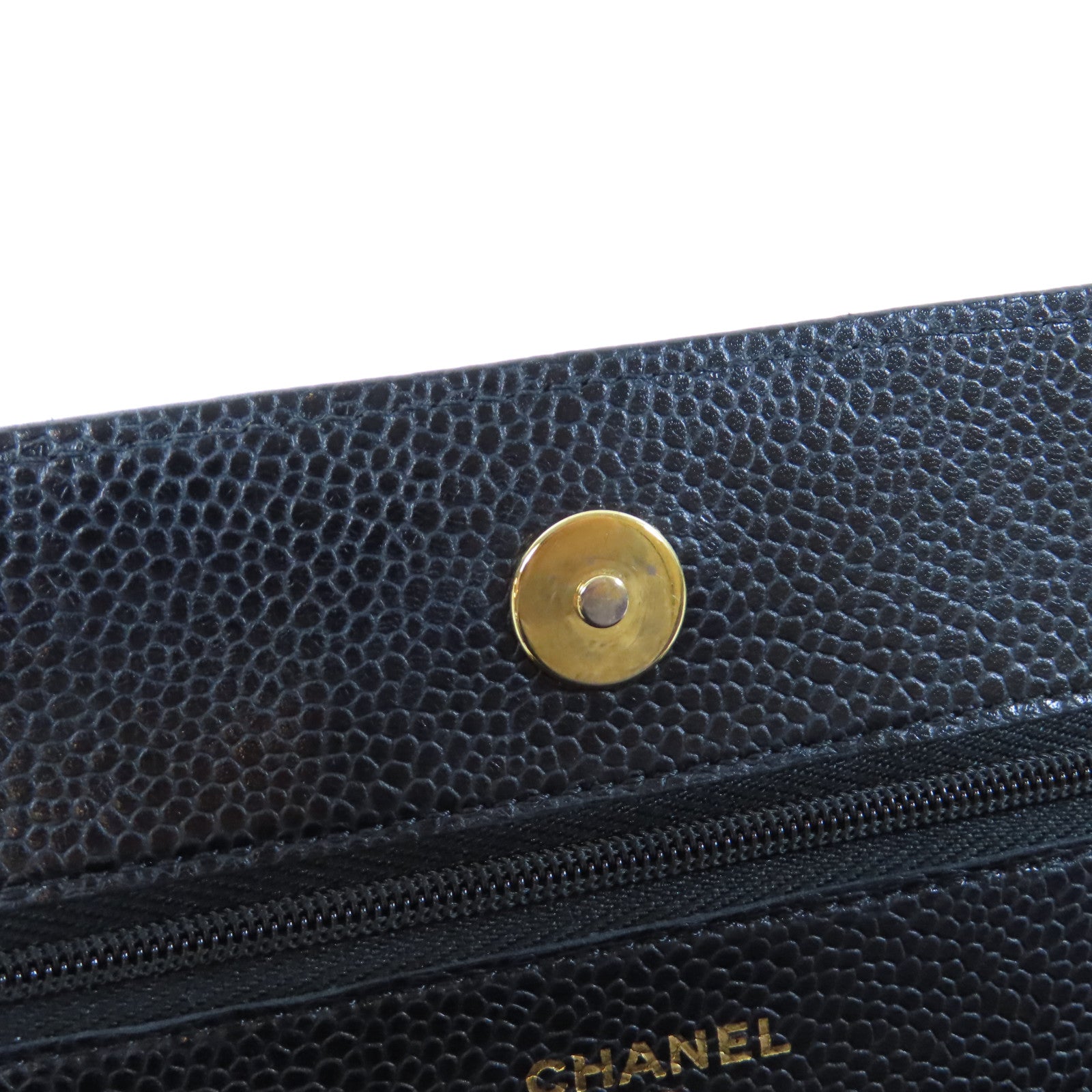 CHANEL 菱格Caviar皮革WOC金扣鏈帶肩背袋黑色