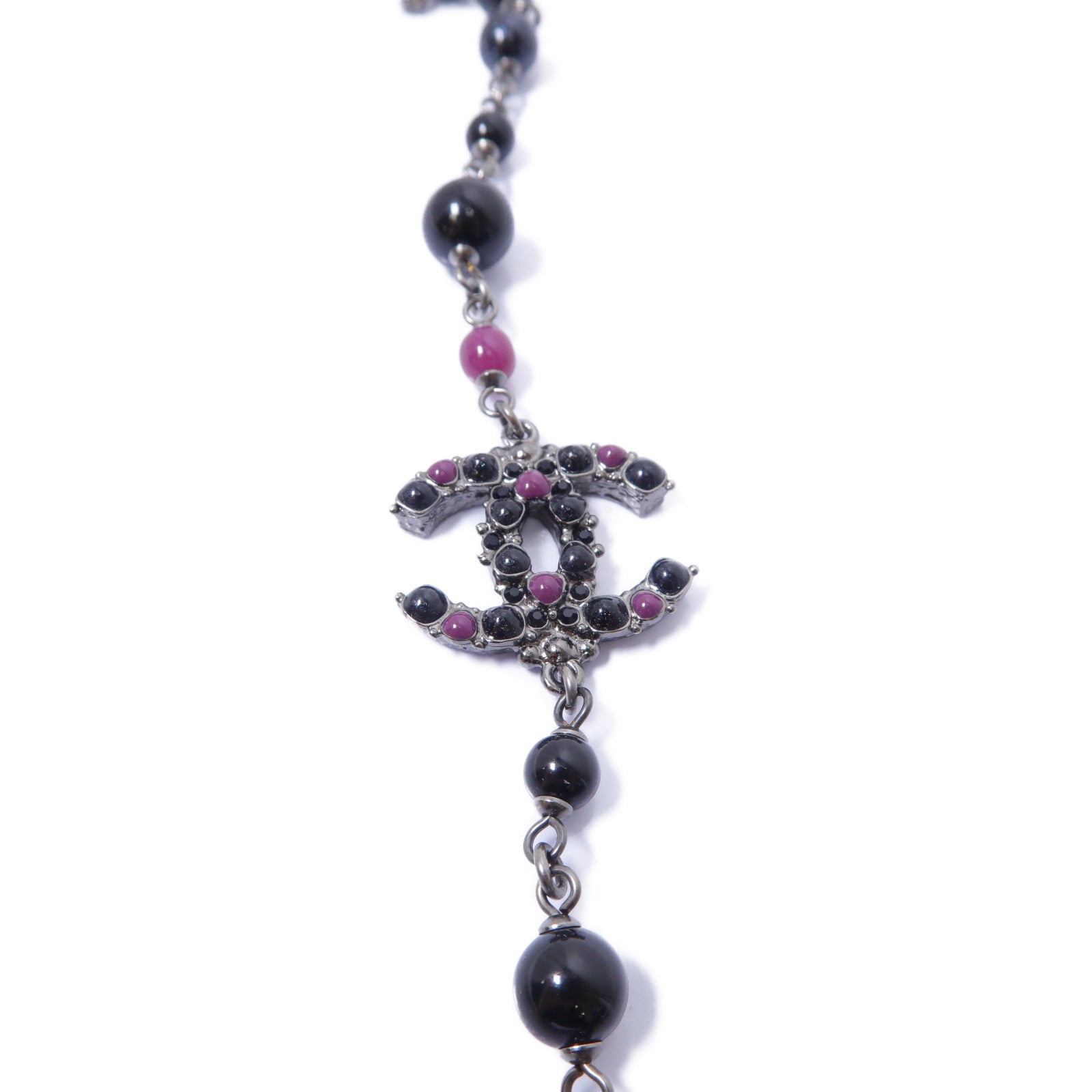 CHANEL PVC Necklace銀扣項鍊紫色/黑色