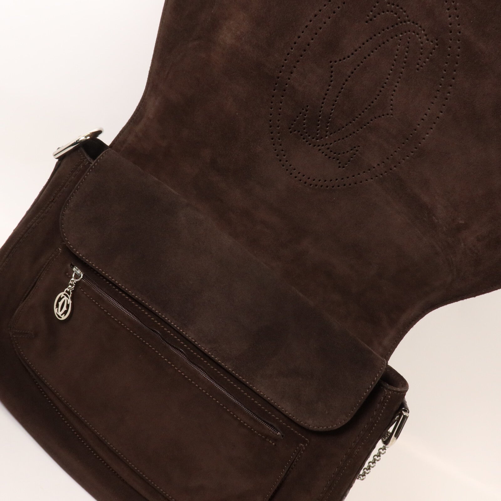 CARTIER 麂皮皮革/蛇皮皮革Marcello Saddle Bag手挽肩背兩用袋
