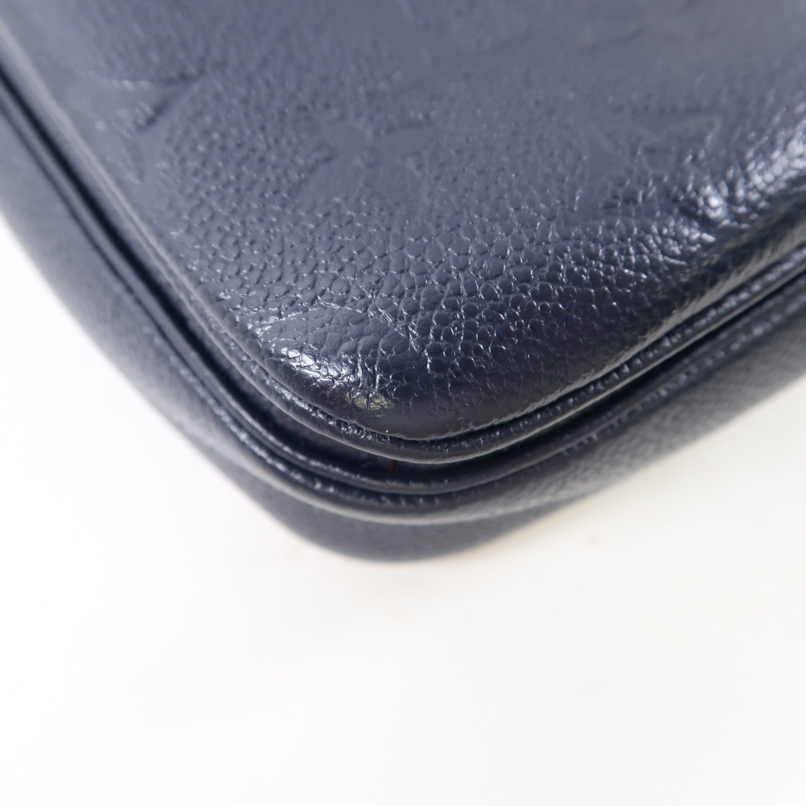 LOUIS VUITTON Monogram Empreinte Pochette Metis金扣手挽肩背兩用袋深藍色
