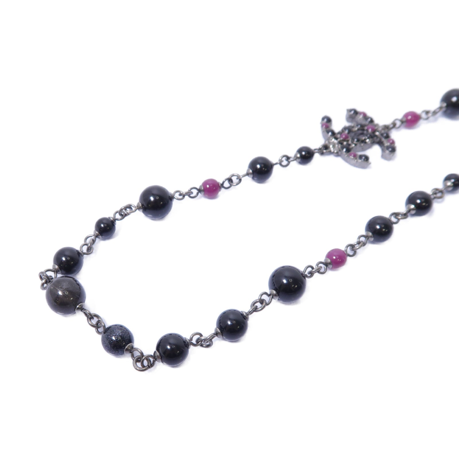 CHANEL PVC Necklace銀扣項鍊紫色/黑色