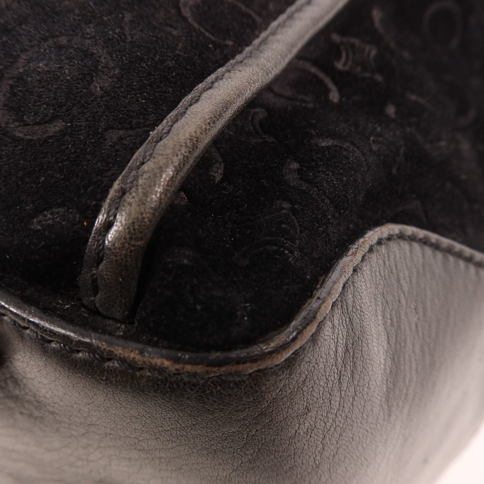 CELINE 麂皮皮革Vintage Shoulder Bag 055銀扣肩背袋