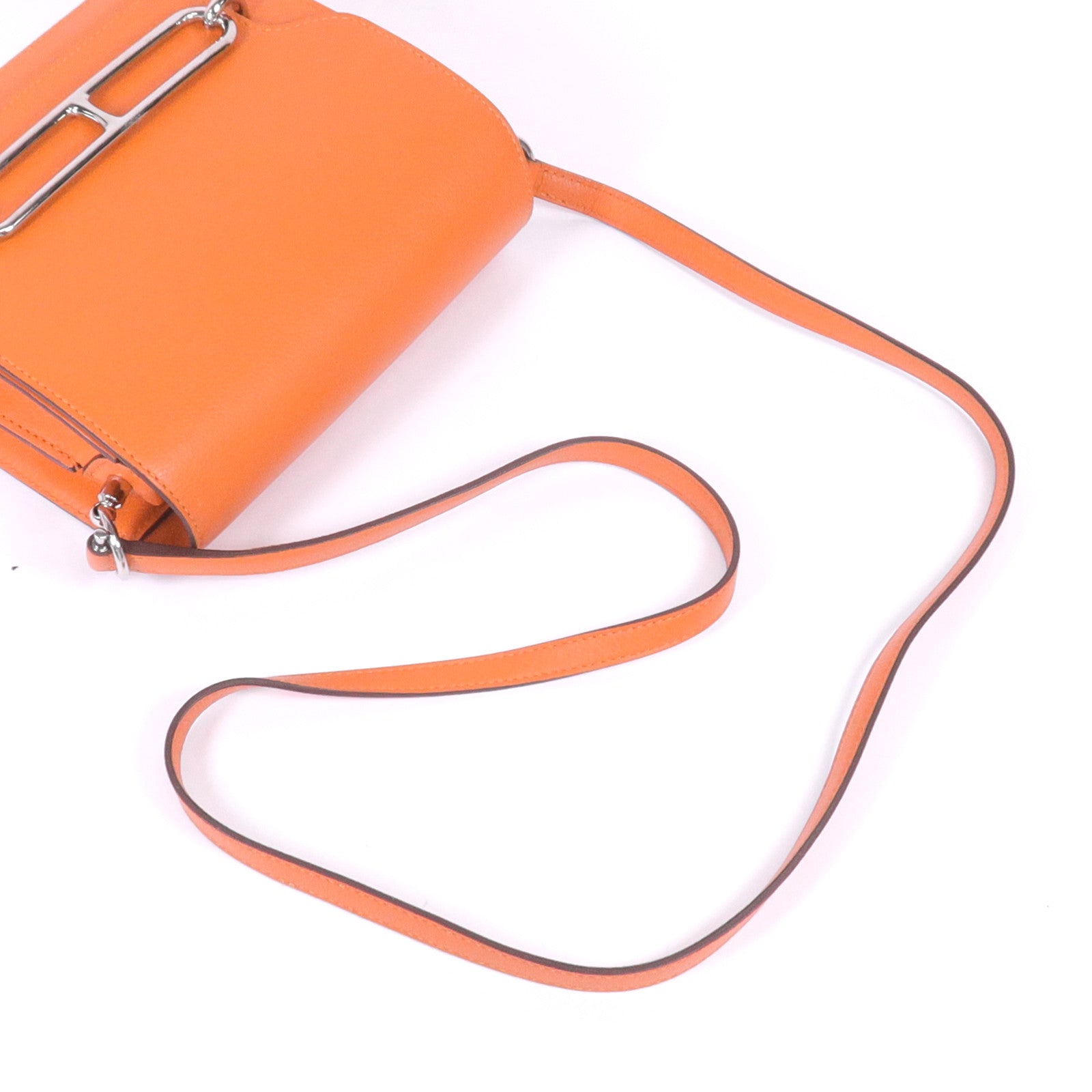 HERMES 【激減優惠】EverColour皮革Roulis Mini銀扣肩背袋Feu