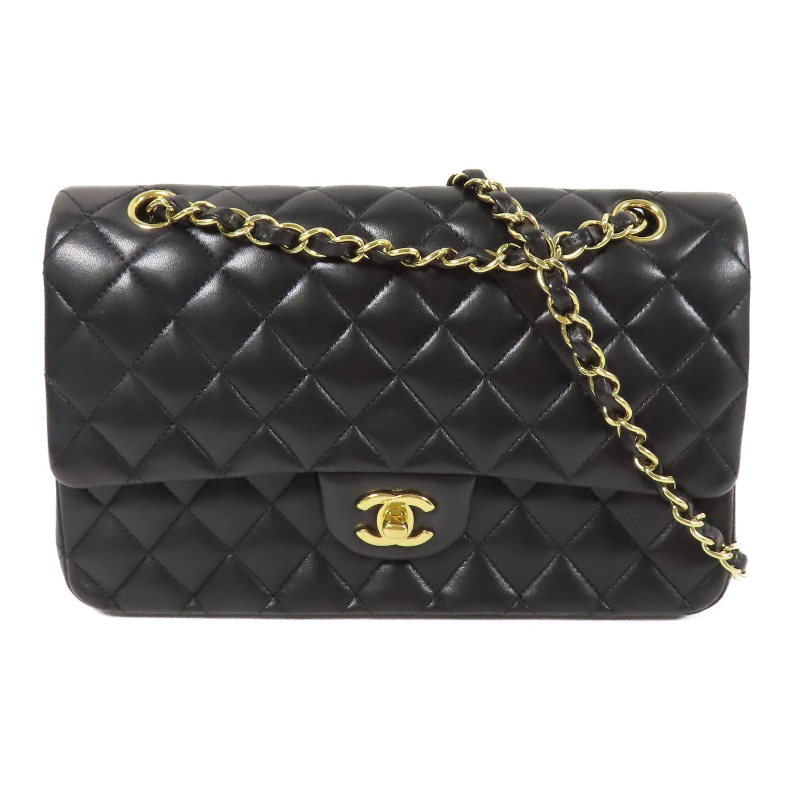 CHANEL CC GHW Classic 25 Chain Shoulder Bag A01112 Lambskin Leather Black