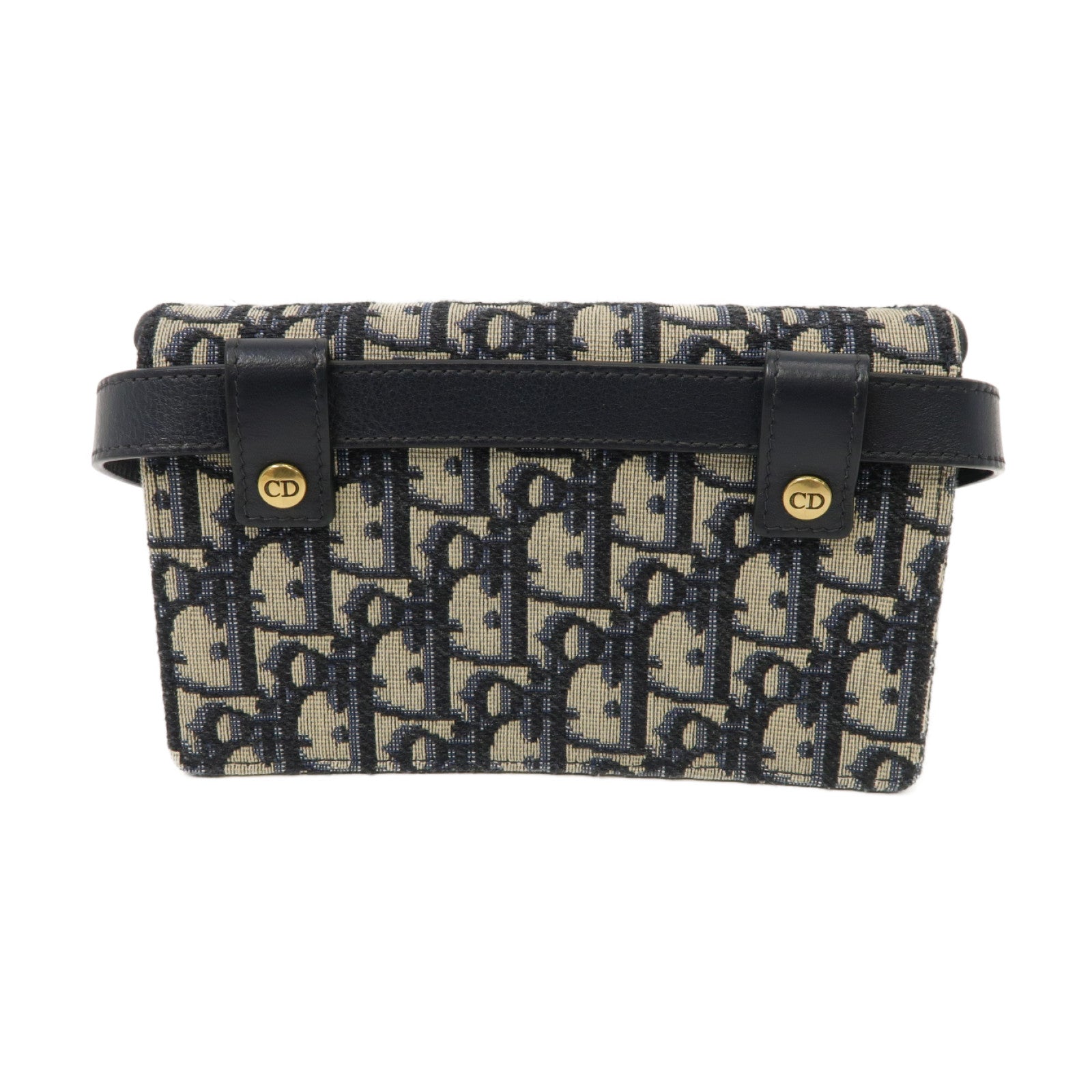Dior 帆布Oblique Saddle Belt Bag金扣腰包藍色