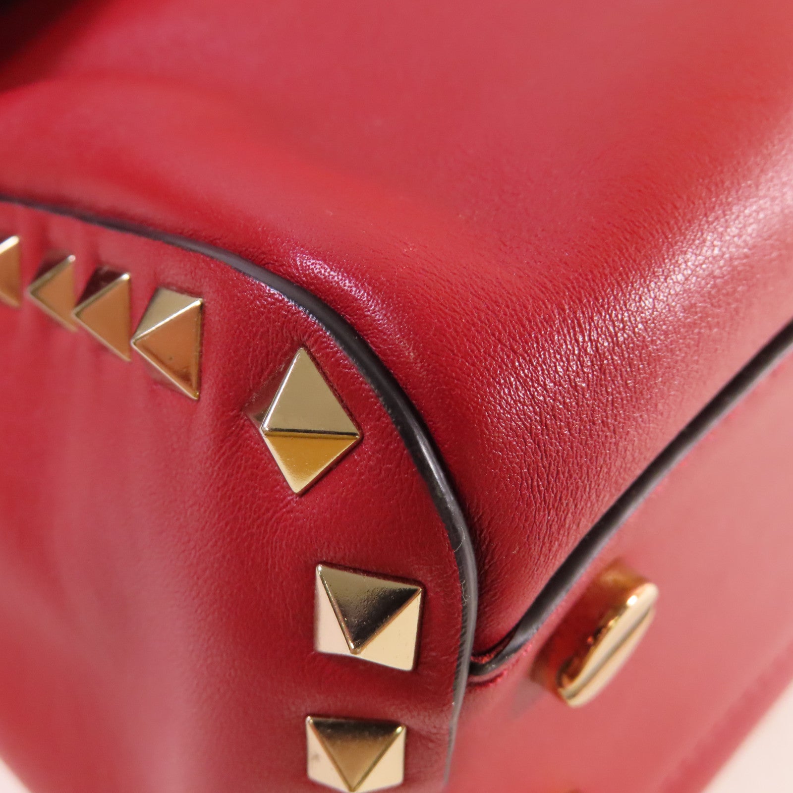 Valentino 牛皮皮革Rockstud 2Way Shoulder Bag金扣手挽肩背兩用袋紅色