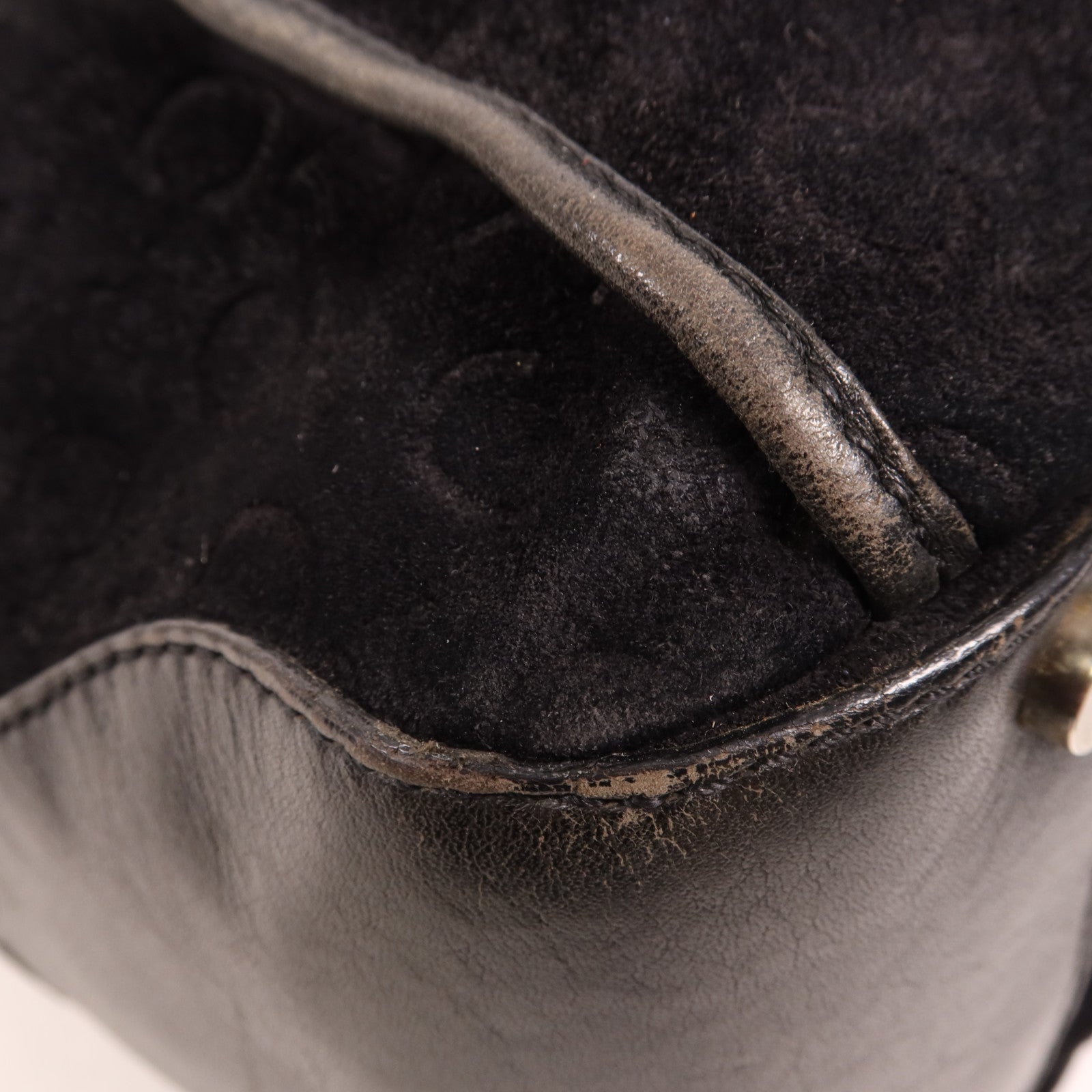 CELINE 麂皮皮革Vintage Shoulder Bag 055銀扣肩背袋