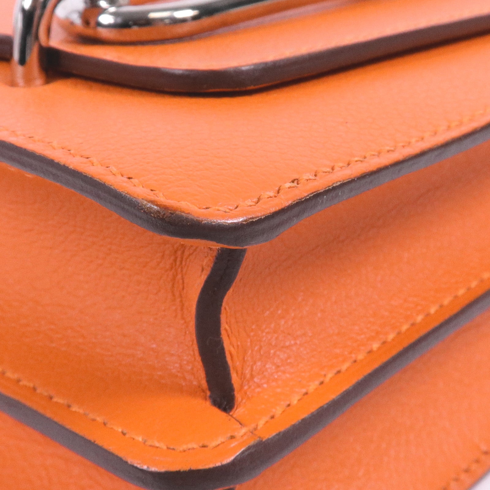 HERMES EverColour皮革Roulis Mini銀扣肩背袋Feu