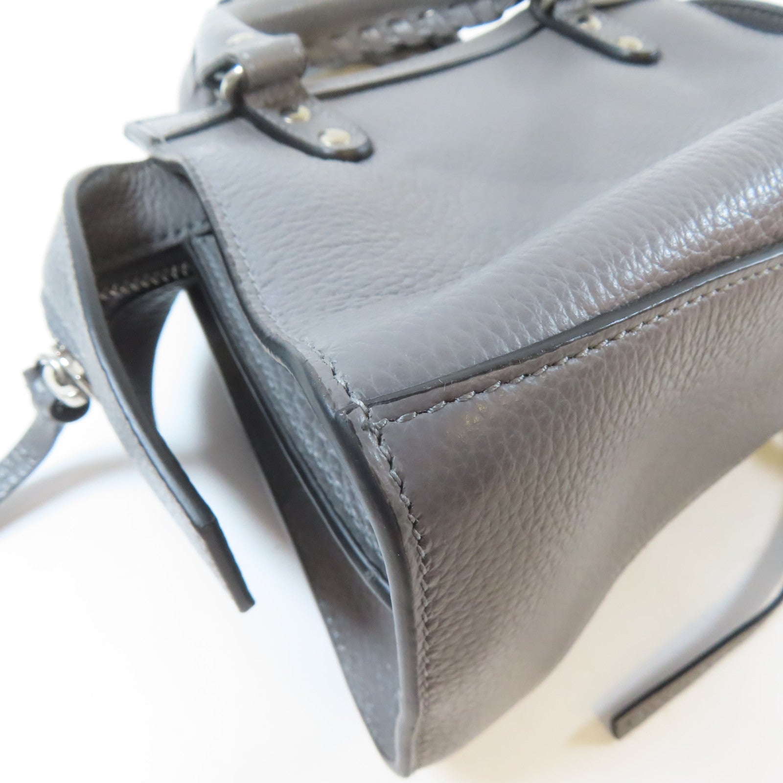 BALENCIAGA 【激減優惠】牛皮皮革Mini Neo Classic 2 Way Shoulder Bag銀扣手挽肩背兩用袋灰色