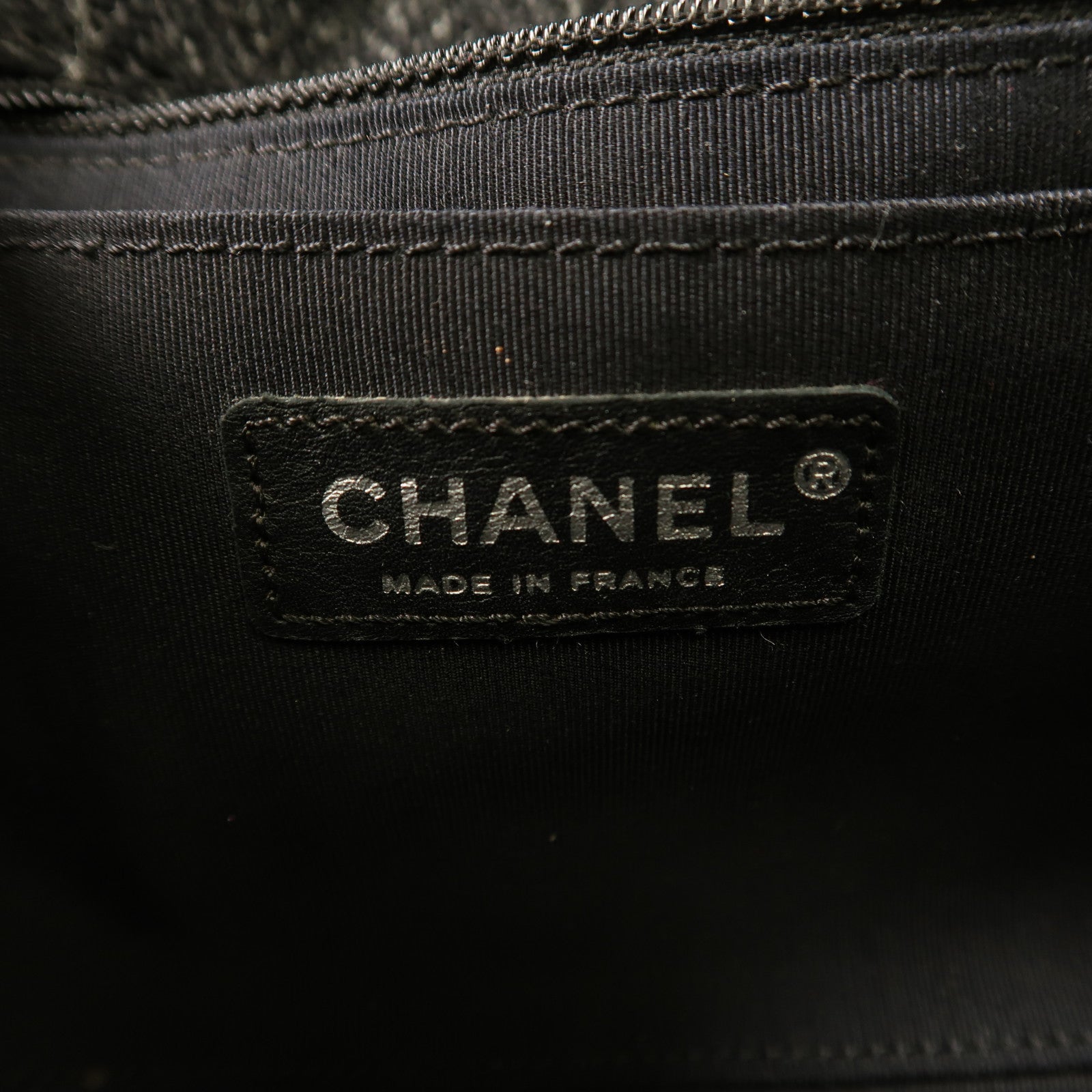 CHANEL 帆布Shoulder Bag銀扣鏈帶肩背袋黑色