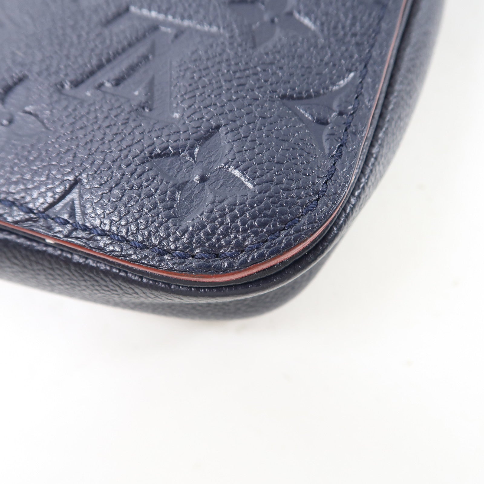 LOUIS VUITTON Monogram Empreinte Pochette Metis金扣手挽肩背兩用袋深藍色