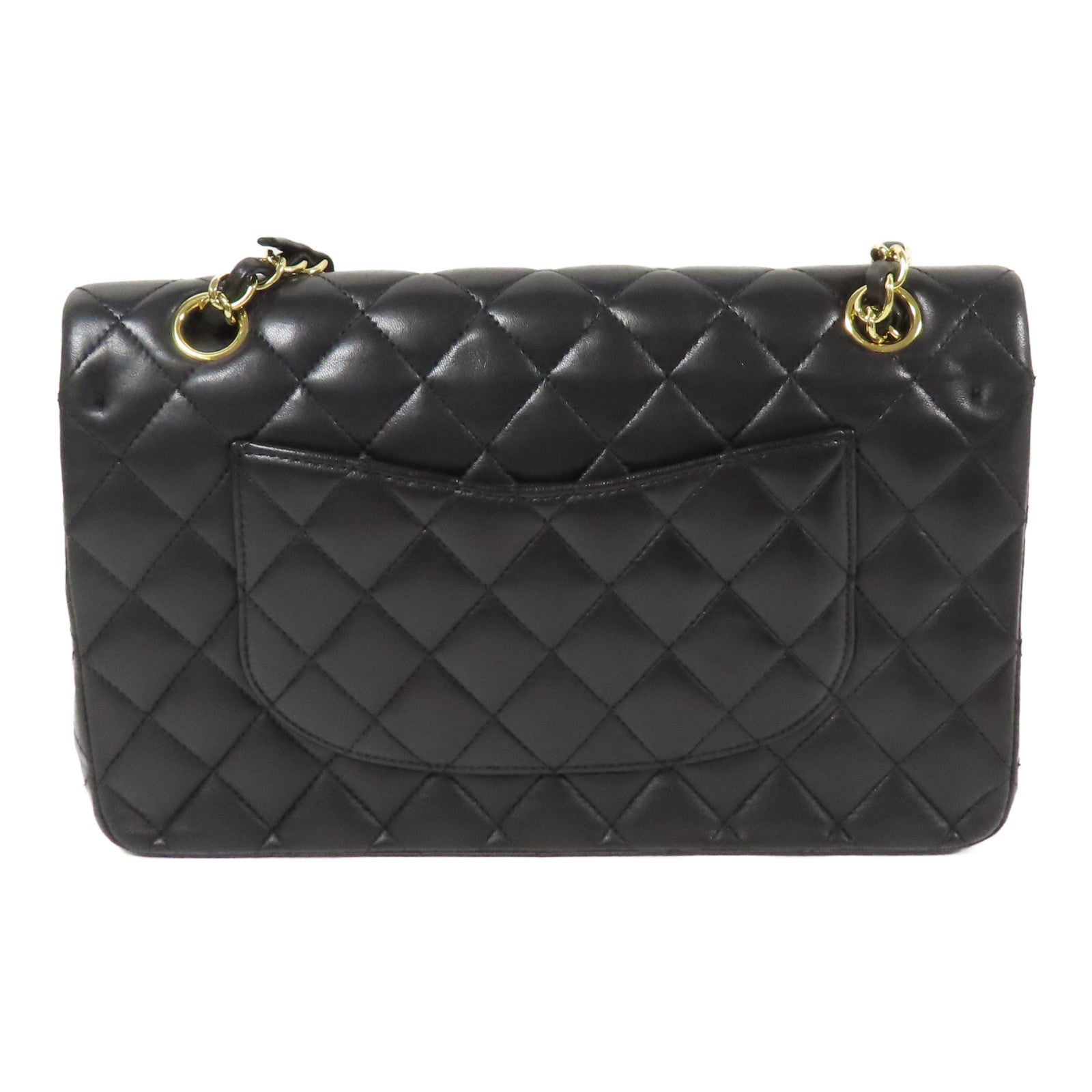 CHANEL CC GHW Classic 25 Chain Shoulder Bag A01112 Lambskin Leather Black