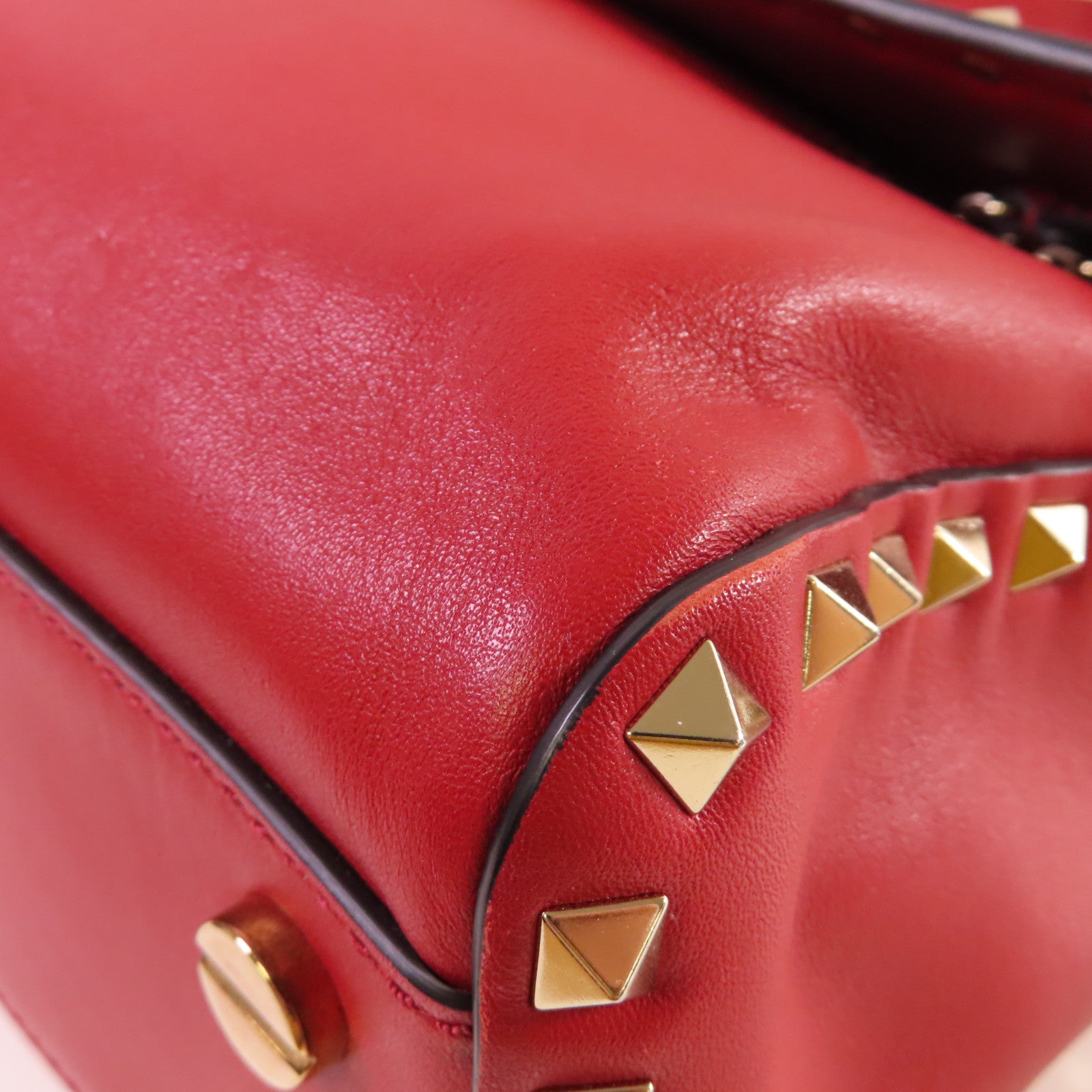 Valentino 牛皮皮革Rockstud 2Way Shoulder Bag金扣手挽肩背兩用袋紅色